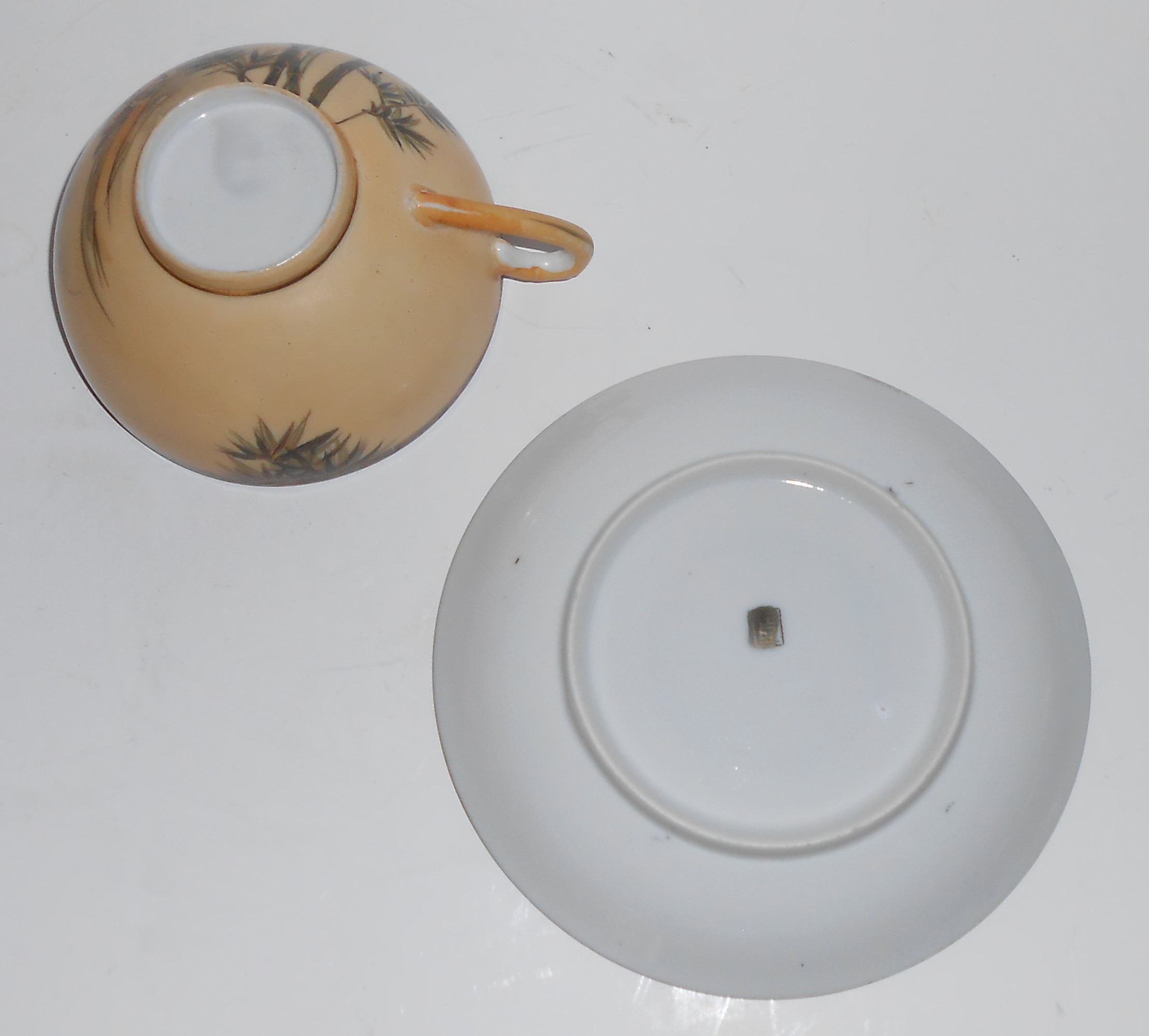 Nishida Japan Porcelain China 22 Yellow Black Lithopana