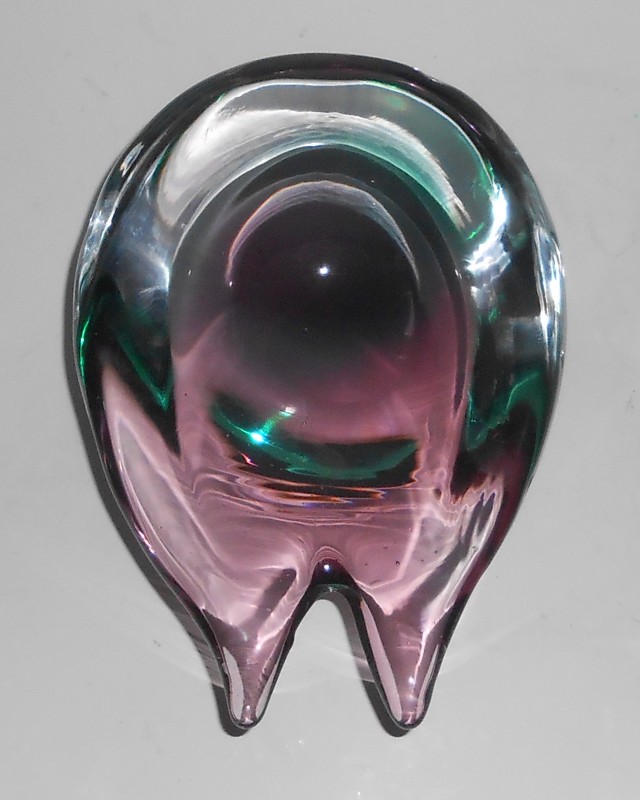 Vintage Murano Art Glass Purple - Green - Clear Bowl/Ashtray