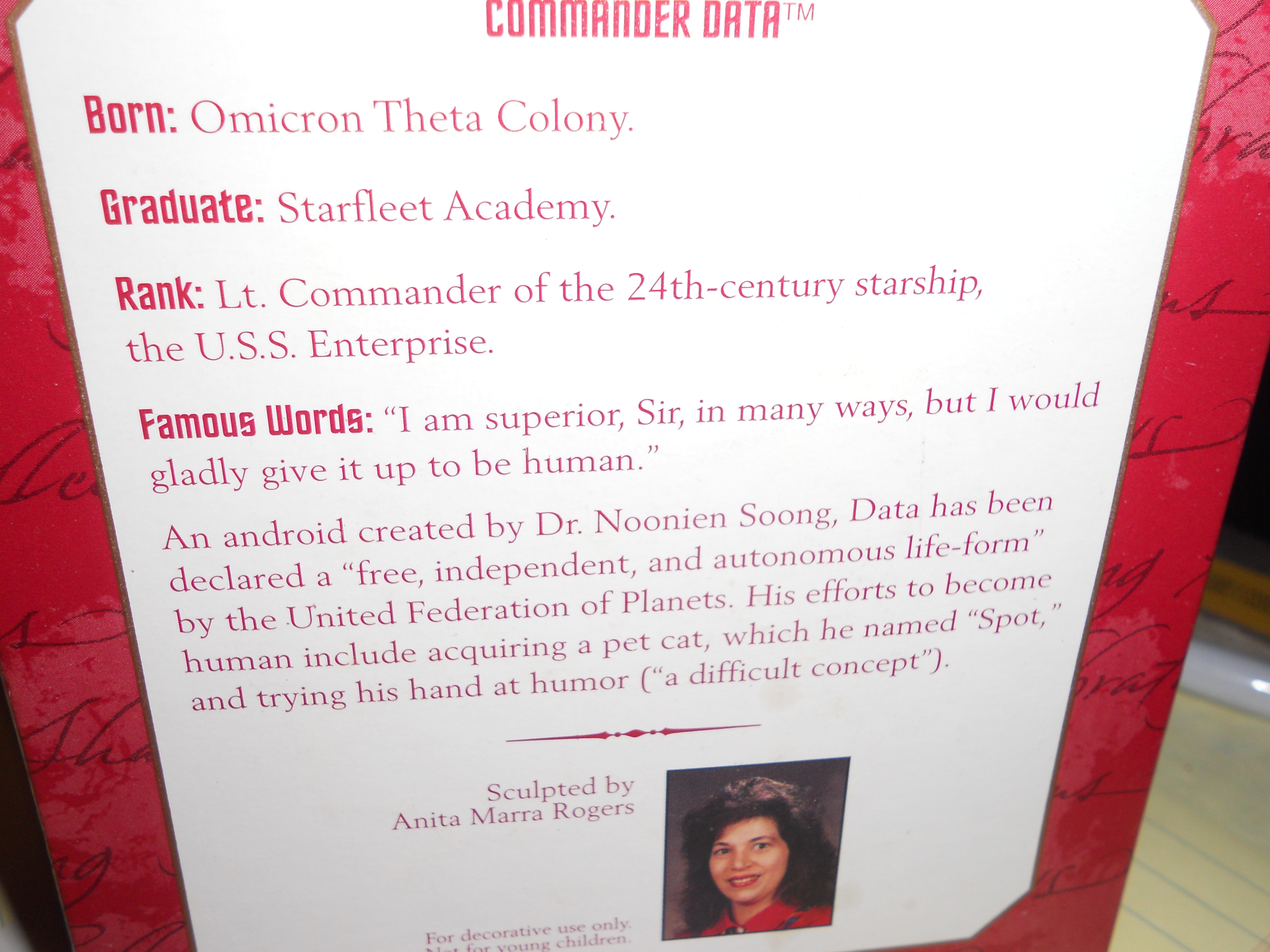 Star Trek Commander Data Ornament Hallmark