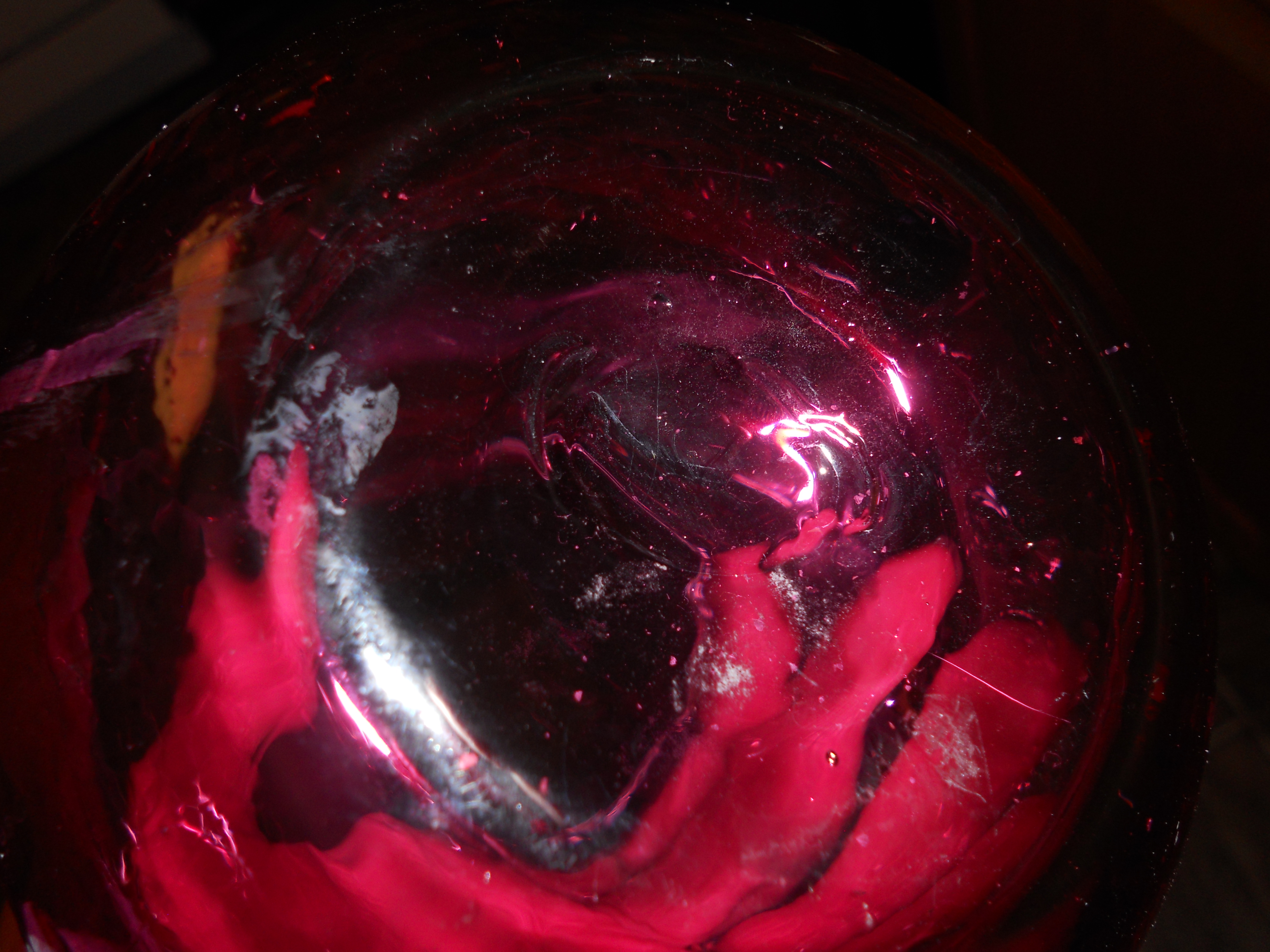 Cranberry Glass Vase with Hearts Ruffled Rim