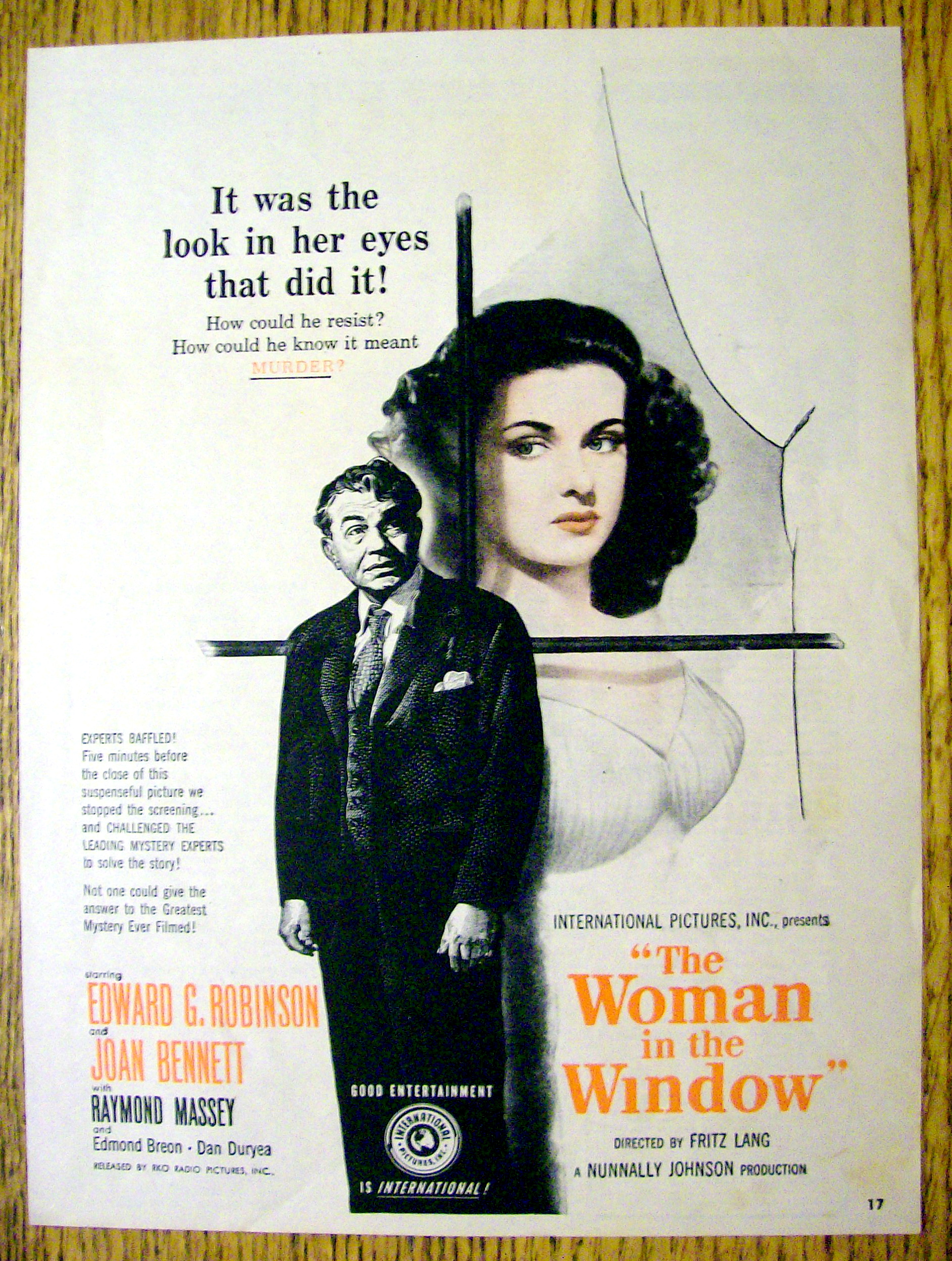 1944 The Woman in the Window with Edward G Robinson