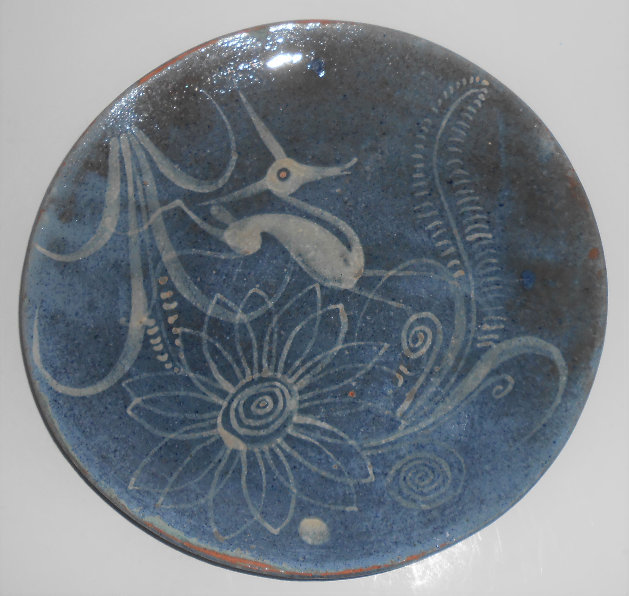 Vintage Mexico Tlaquepaque Pottery Floral & Deer Decora
