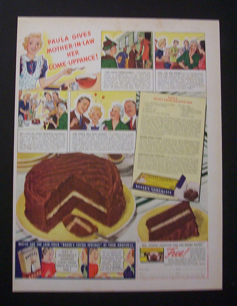 1938 Dual  Ad: Lucky Strike Cigarettes & Baker's  Cocoa