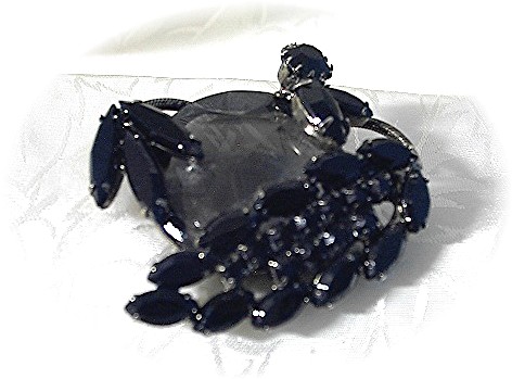 Black Jet Faceted Glass Vintage Brooch/Pin