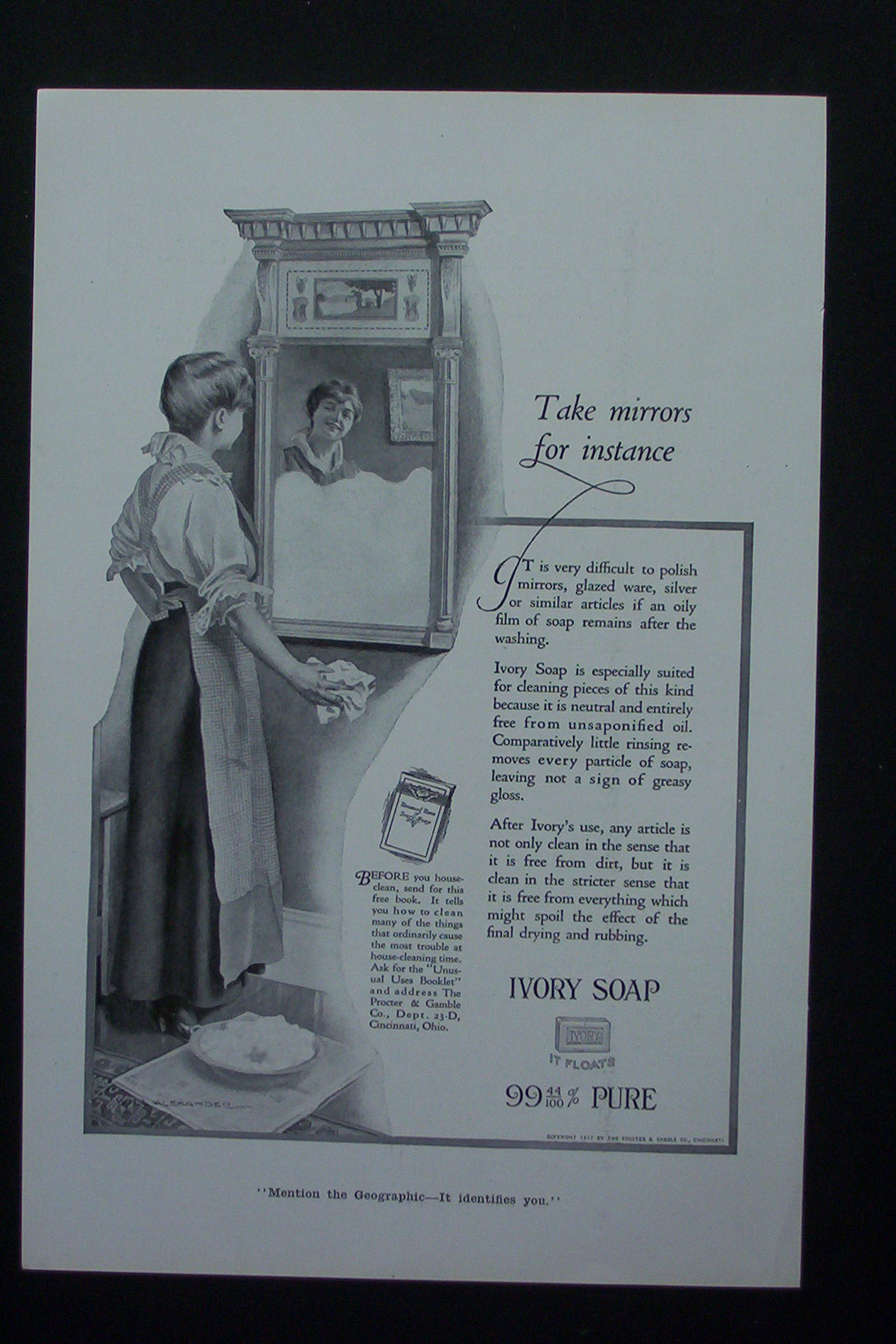 1917 Ivory Soap with Woman Cleaning a Mirror