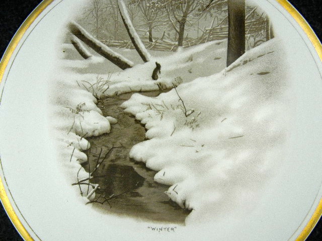 Semi Porcelain Decorative Plate Winter with rabbit
