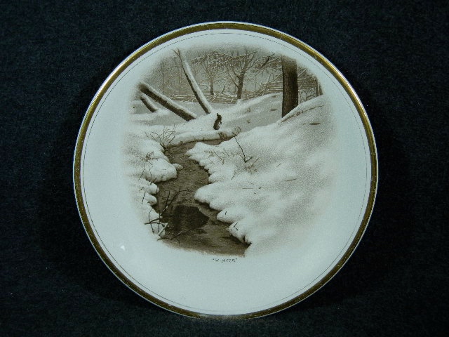 Semi Porcelain Decorative Plate Winter with rabbit