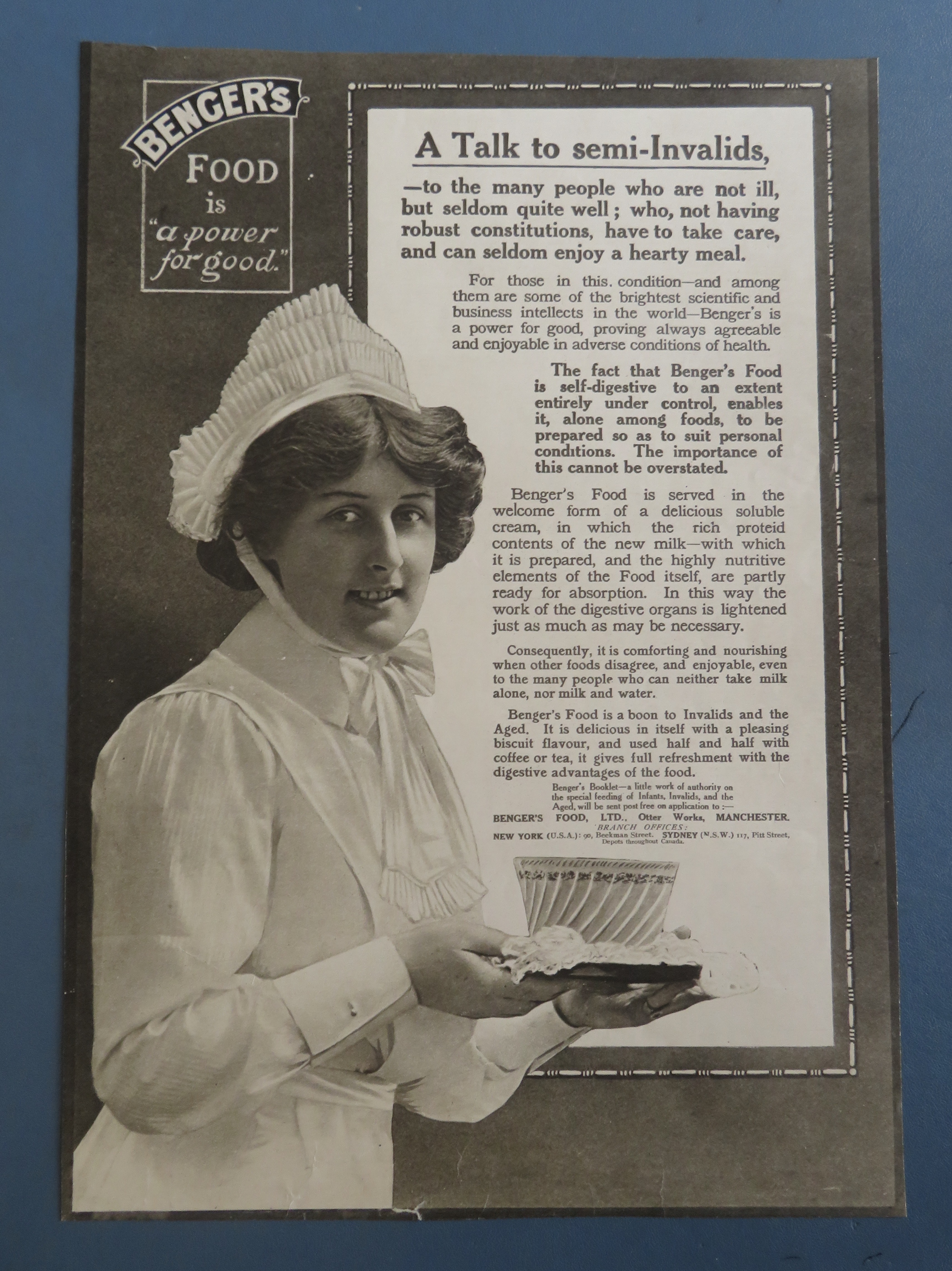 1910's Benger's Food with Nurse Carrying a Bowl On Tray