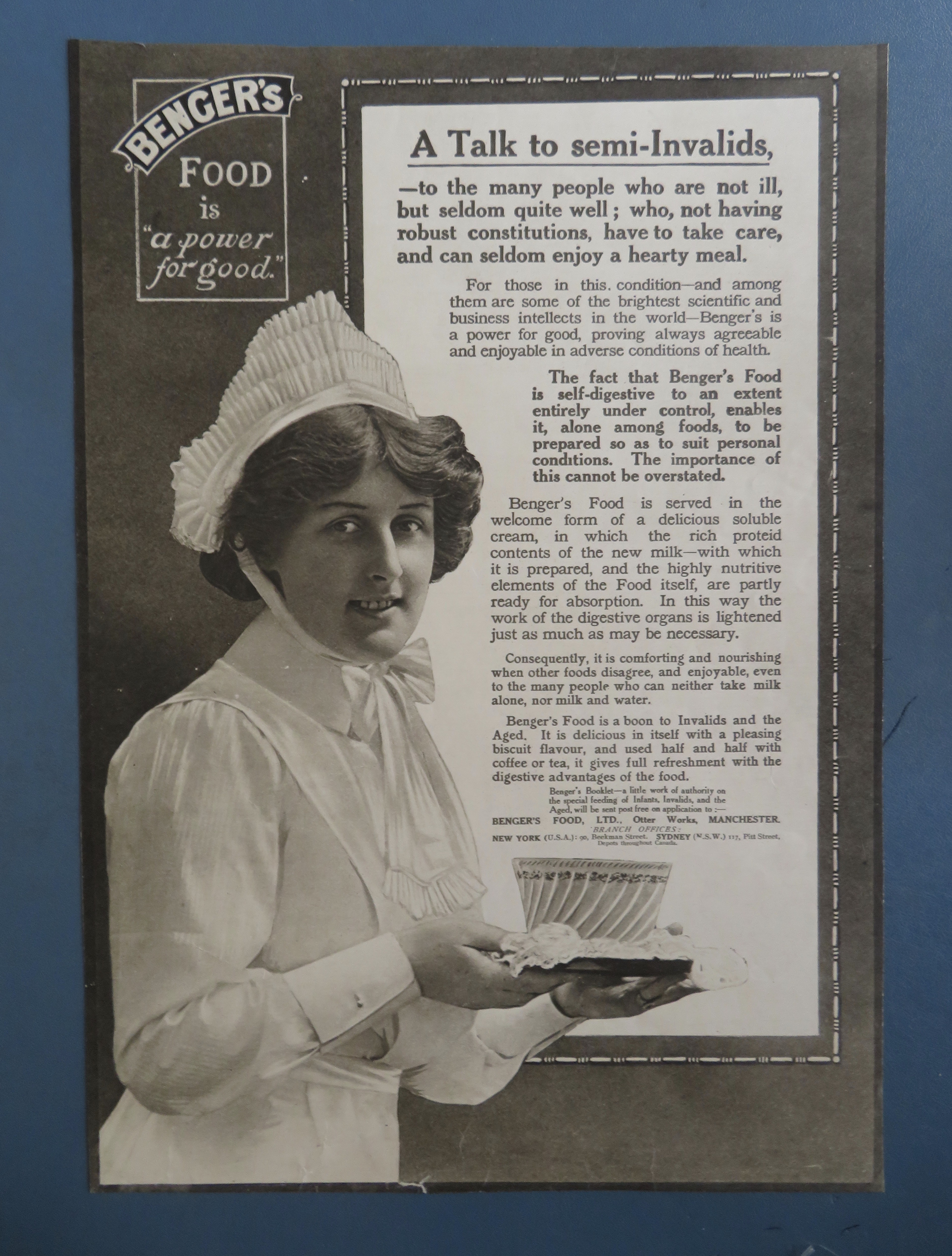 1910's Benger's Food with Nurse Carrying a Bowl On Tray