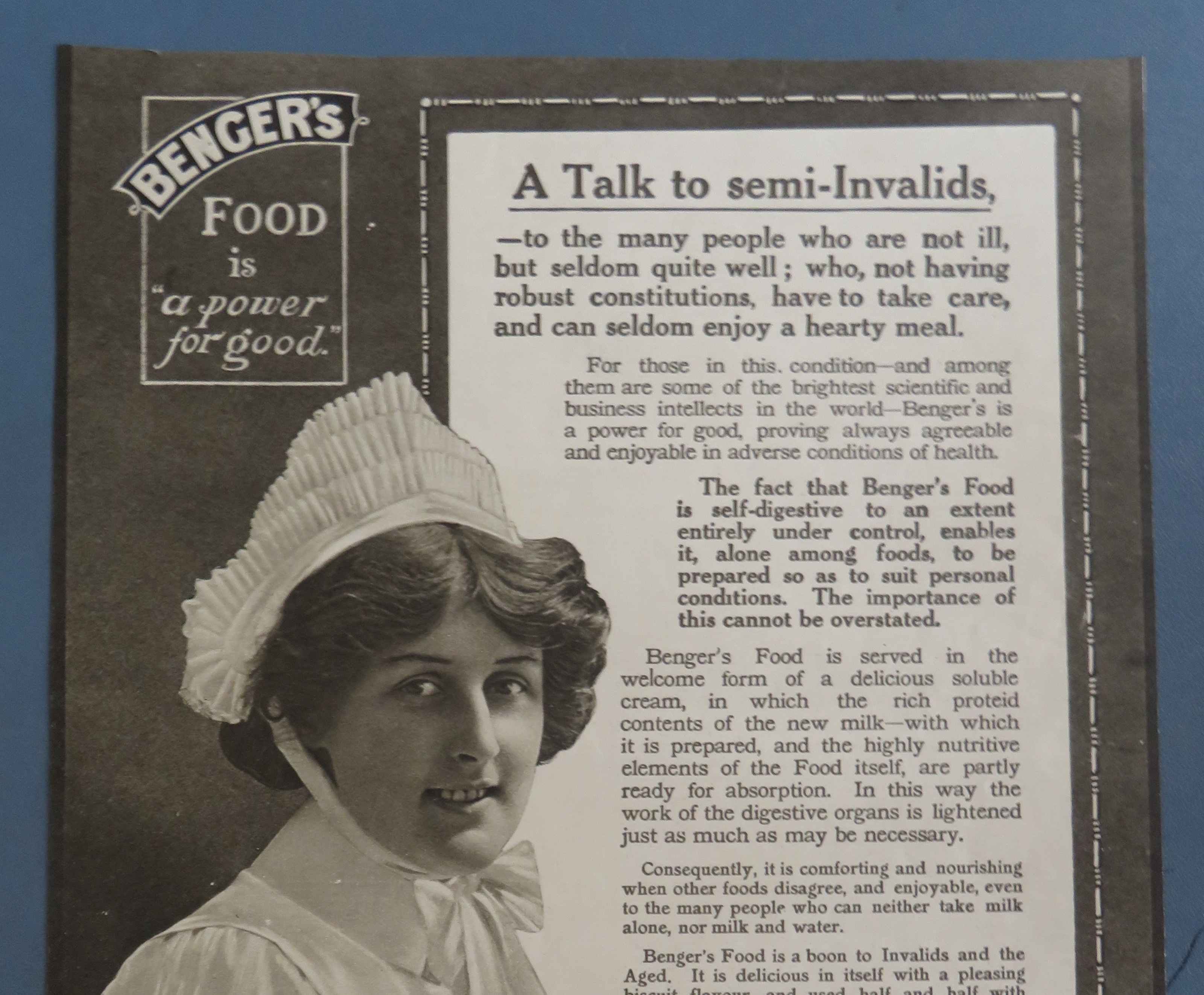 1910's Benger's Food with Nurse Carrying a Bowl On Tray