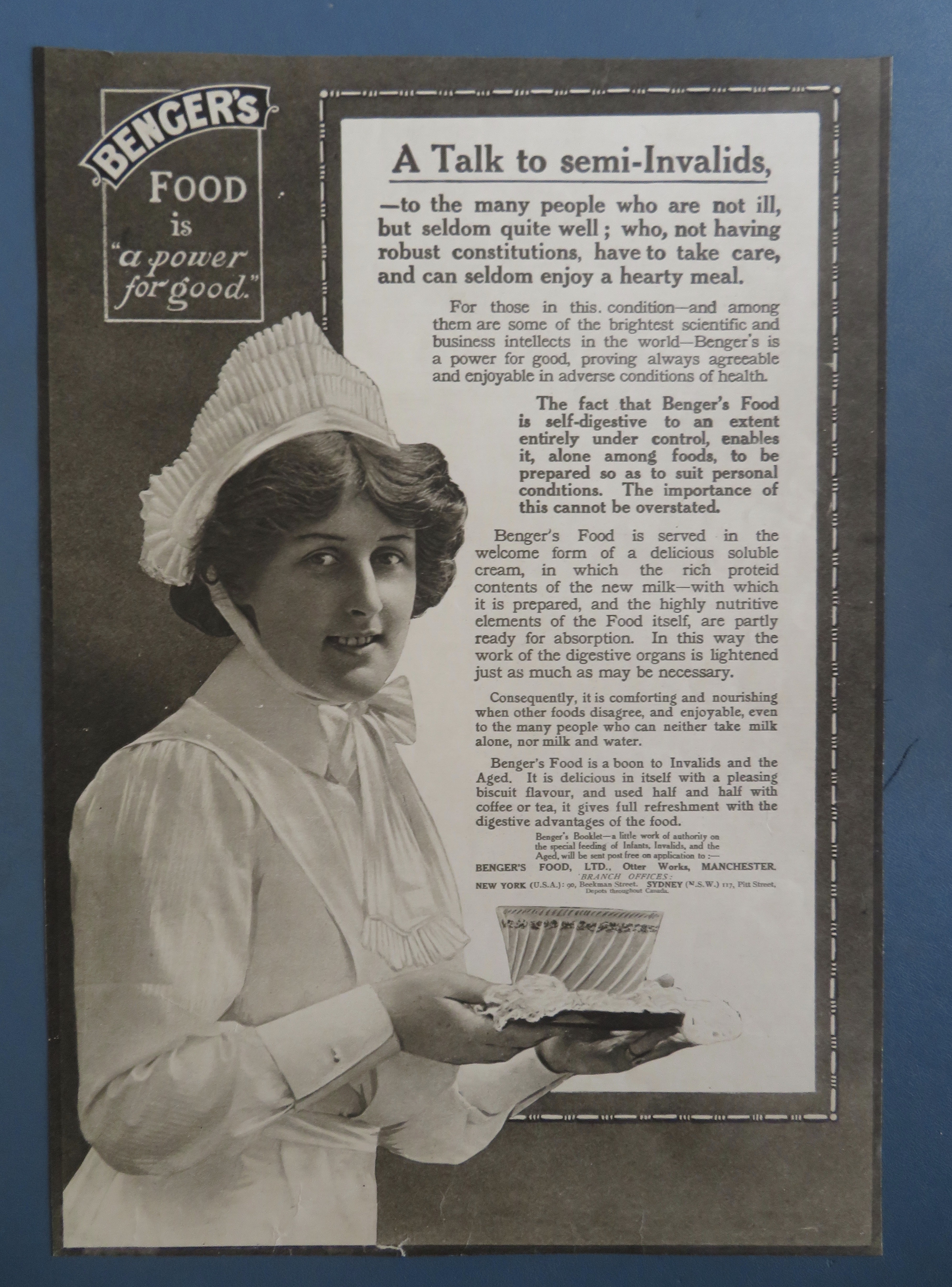1910's Benger's Food with Nurse Carrying a Bowl On Tray