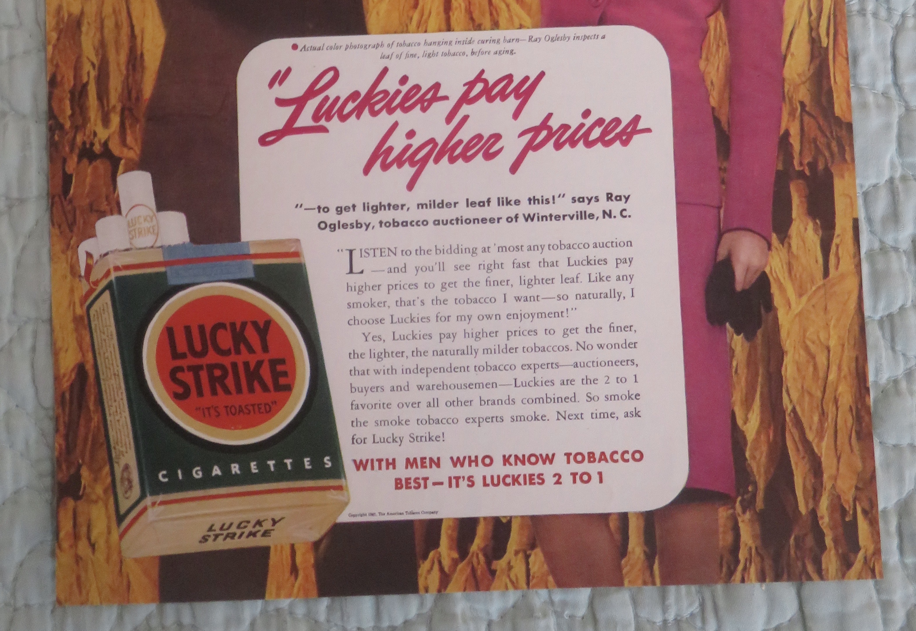 1941 Lucky Strike Cigarettes with Man & Woman & Leaf