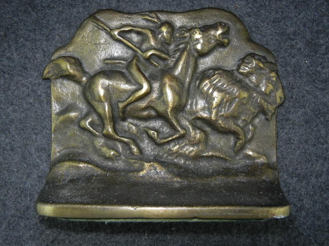 Bookends Buffalo Hunt Bronze 1930s USA