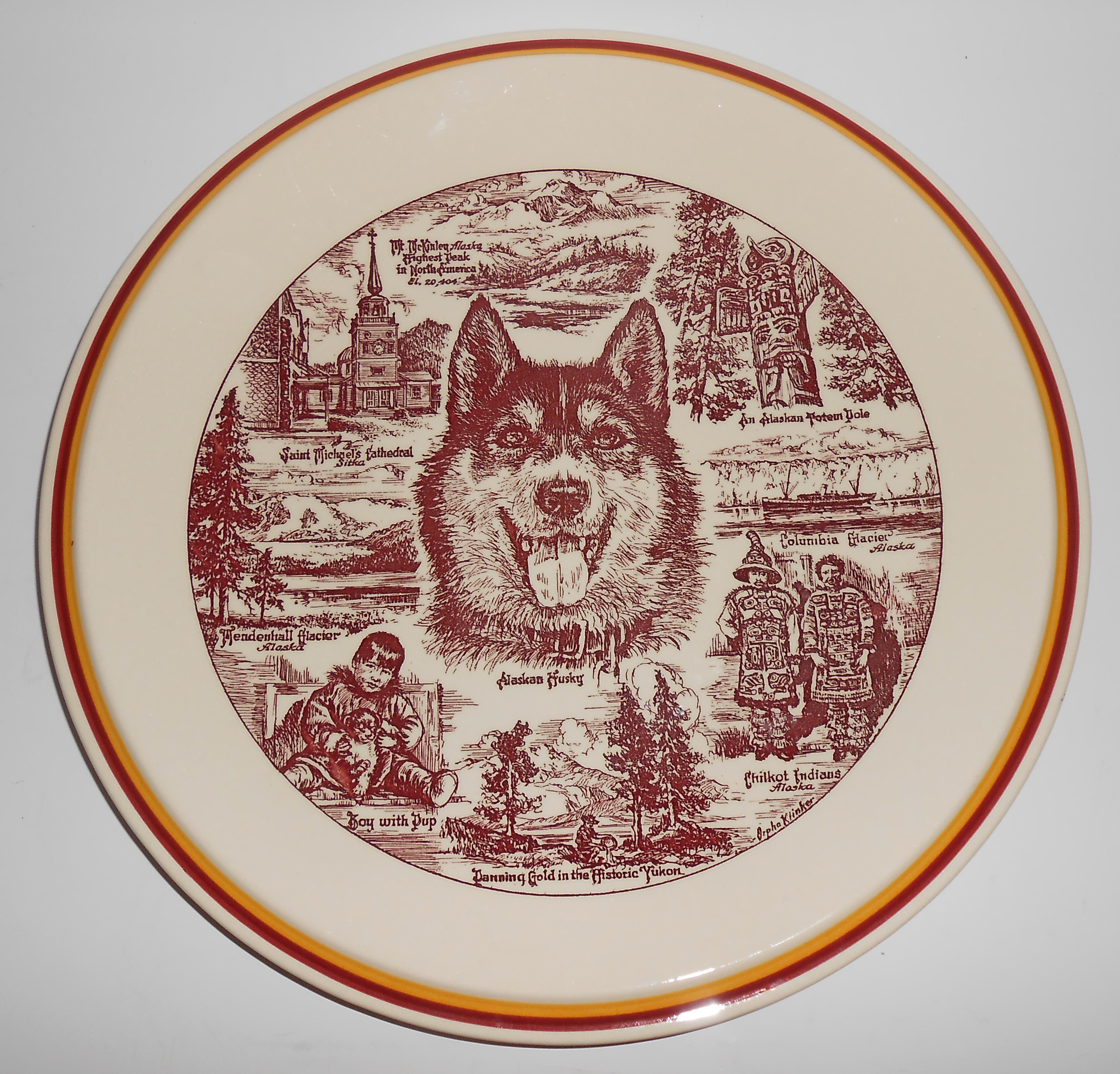 Vernon Kilns Pottery Alaska Tourist Chop Plate Mint