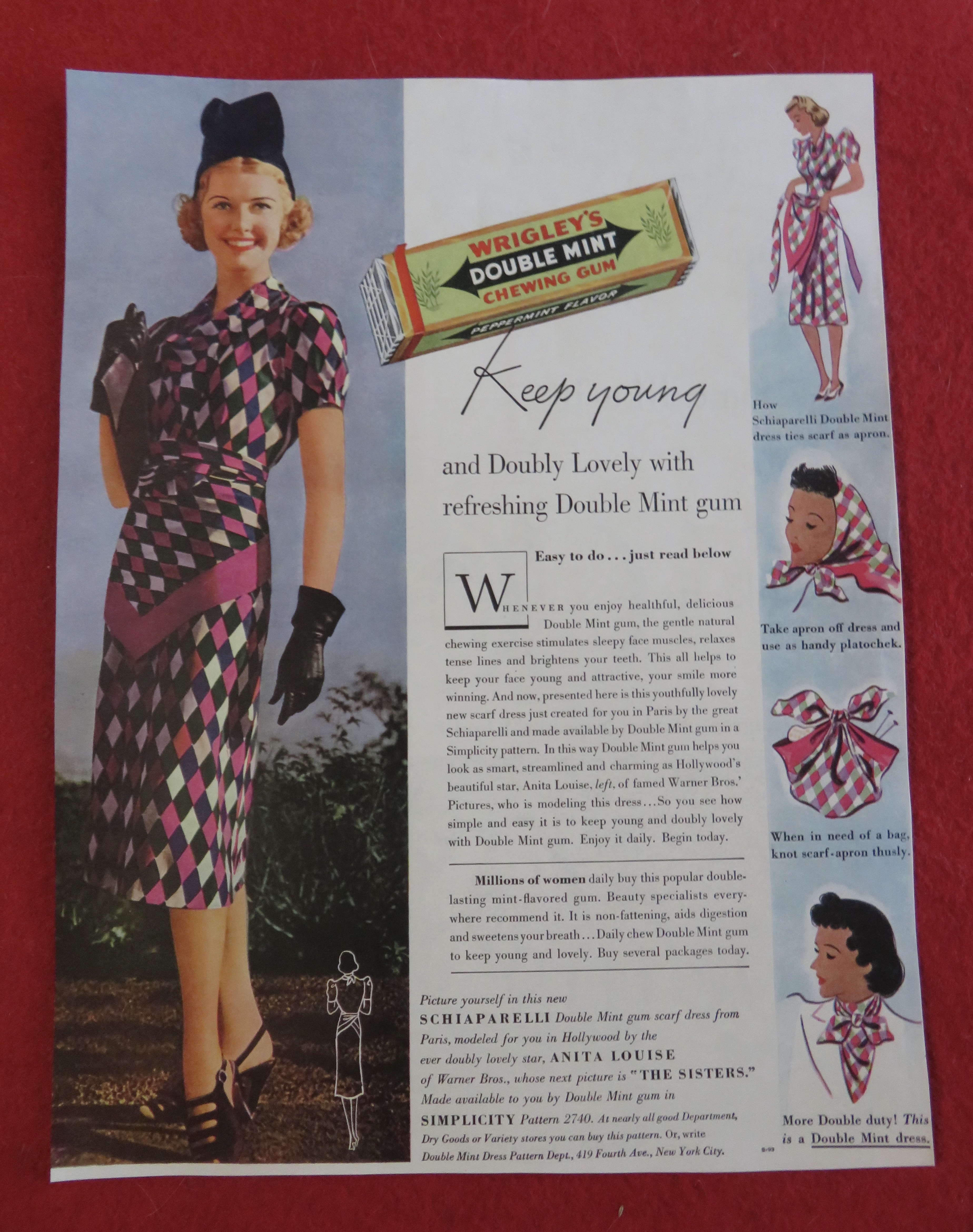 1938 Wrigley's Doublemint Gum with Lovely Woman