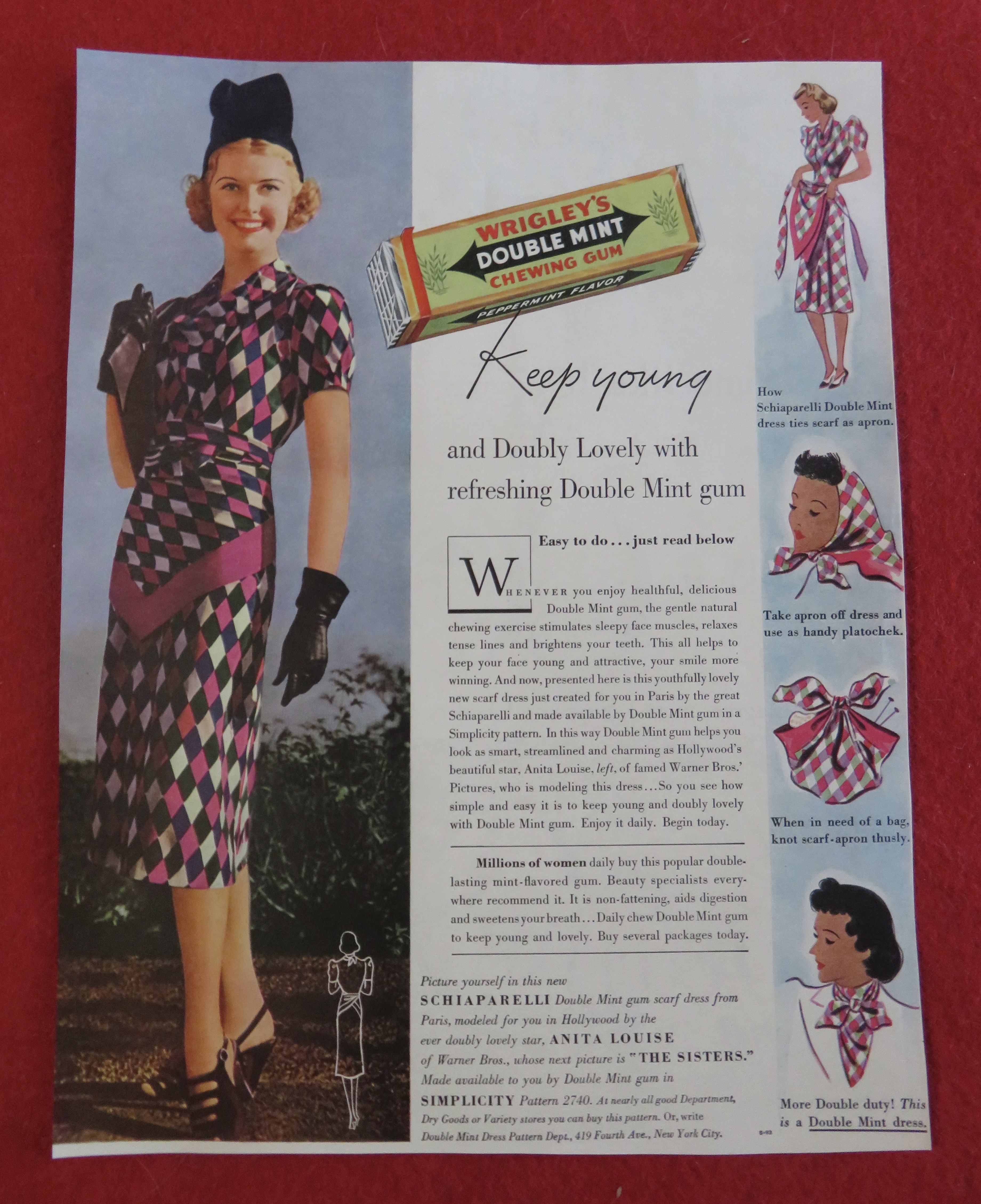 1938 Wrigley's Doublemint Gum with Lovely Woman
