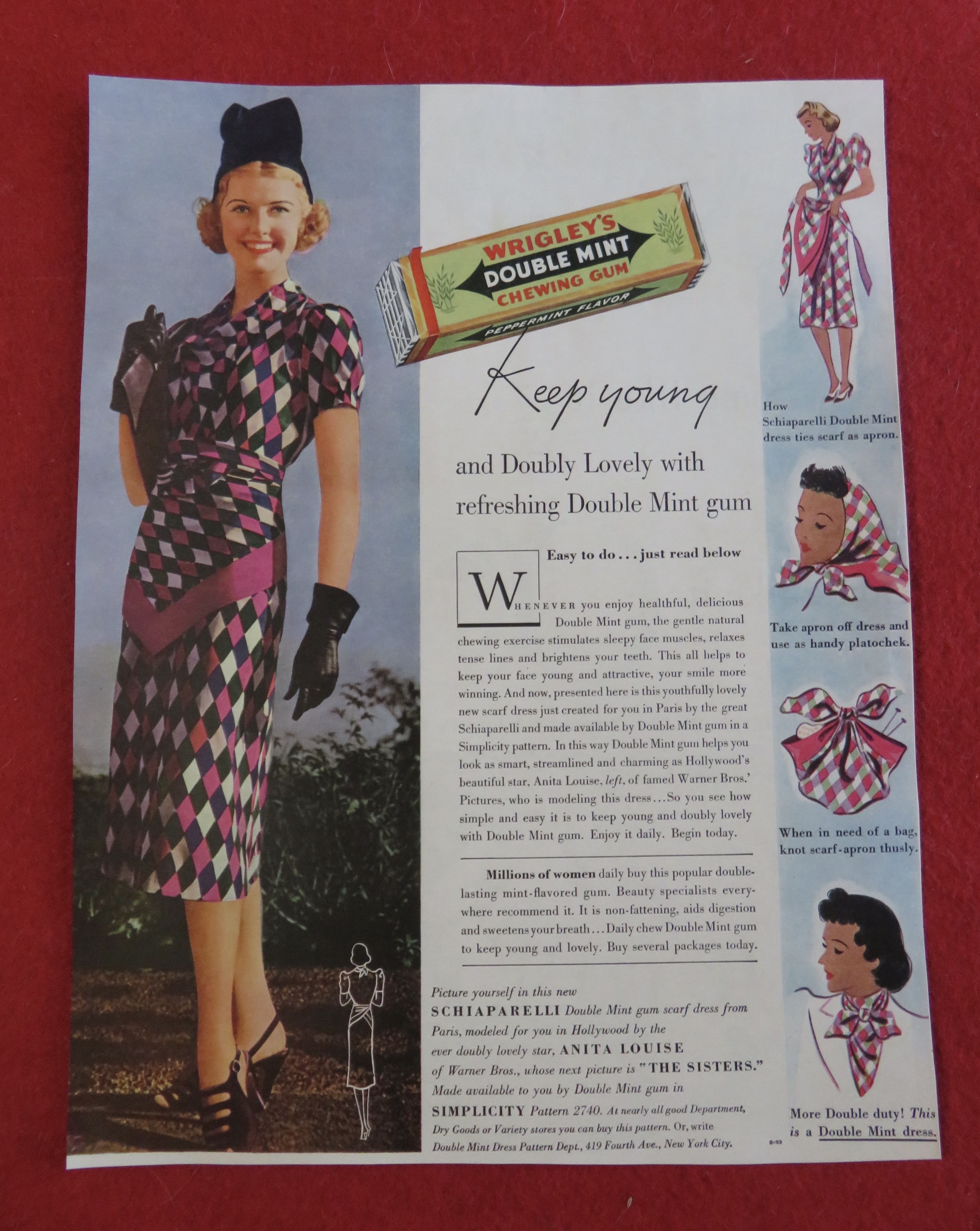 1938 Wrigley's Doublemint Gum with Lovely Woman