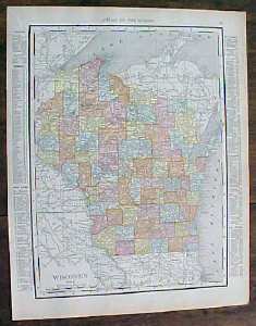 Map Wisconsin Minnesota 1912 Rand McNally