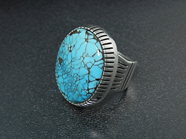 Navajo Sterling Silver Blue Gem Turquoise Livingstone