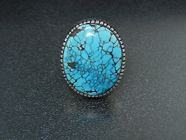 Navajo Sterling Silver Blue Gem Turquoise Livingstone