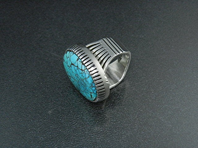 Navajo Sterling Silver Blue Gem Turquoise Livingstone