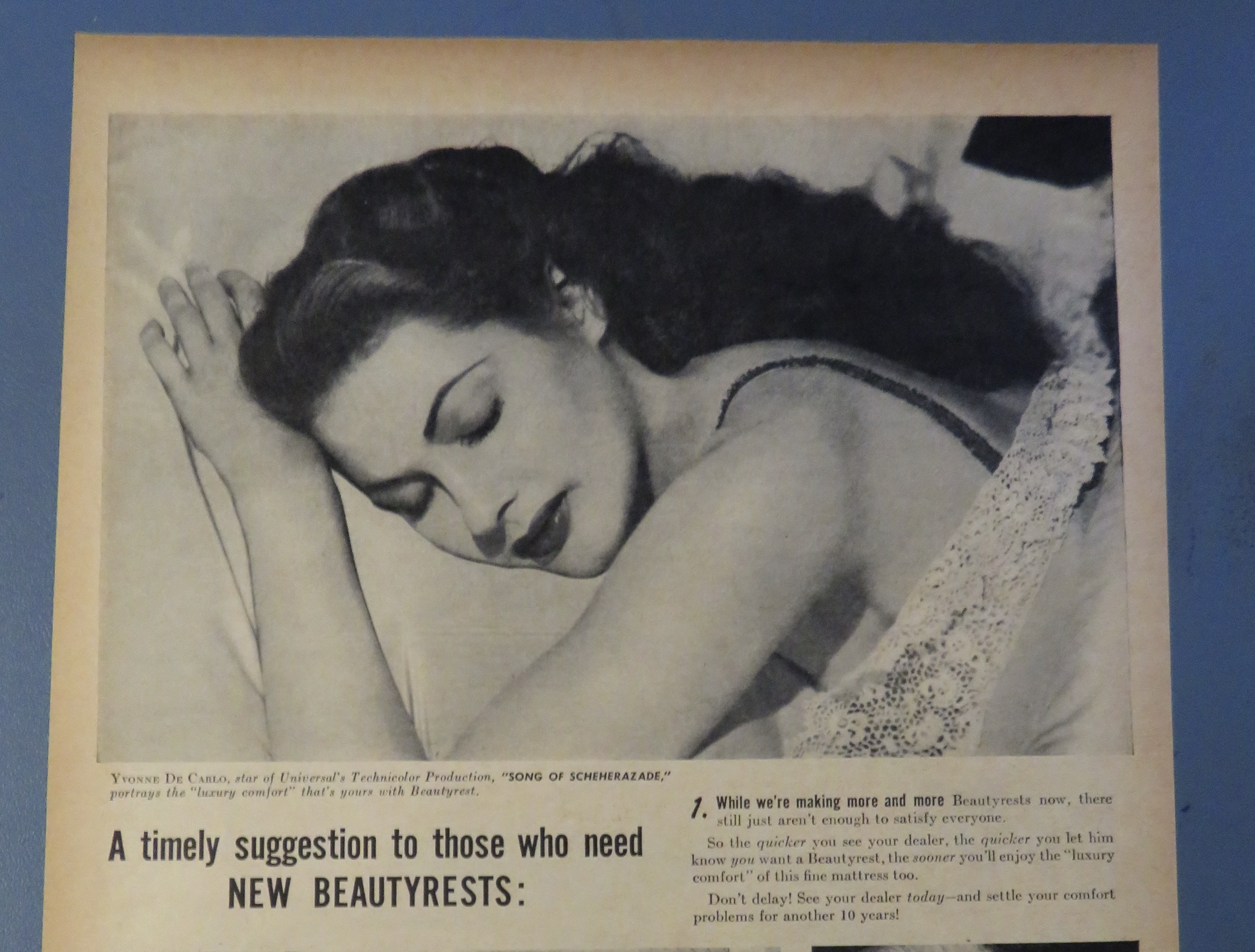 1946 Beautyrest By Simmons with Yvonne De Carlo