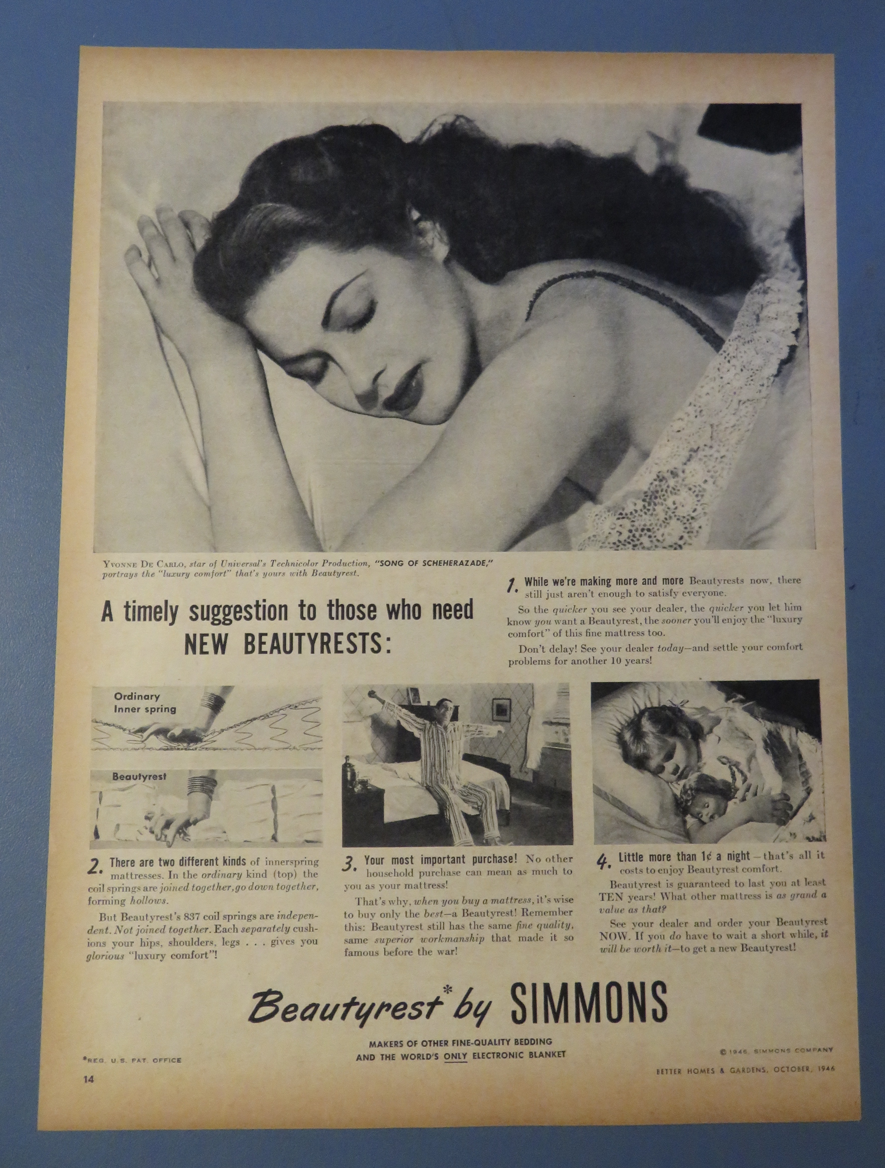 1946 Beautyrest By Simmons with Yvonne De Carlo