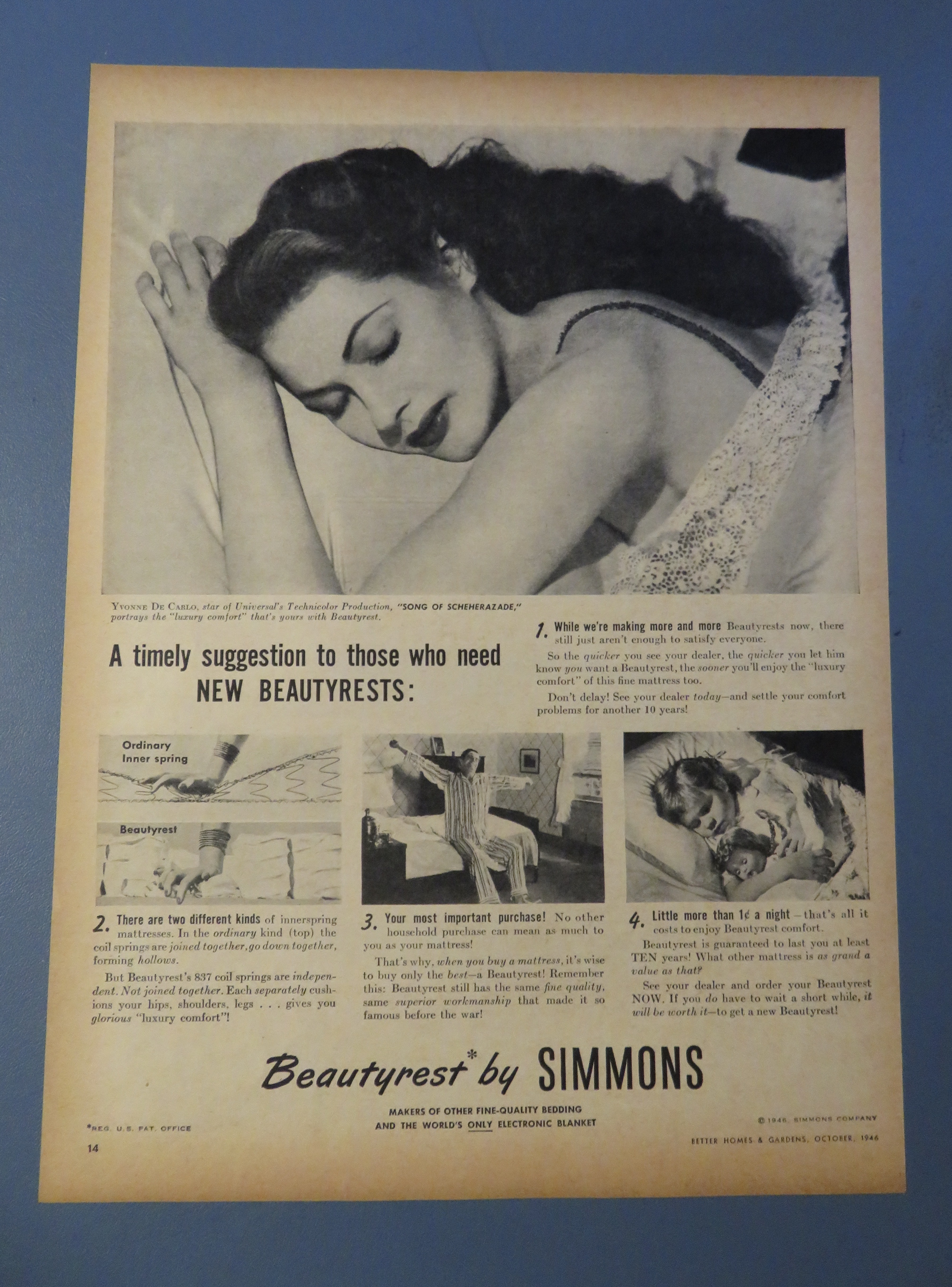 1946 Beautyrest By Simmons with Yvonne De Carlo