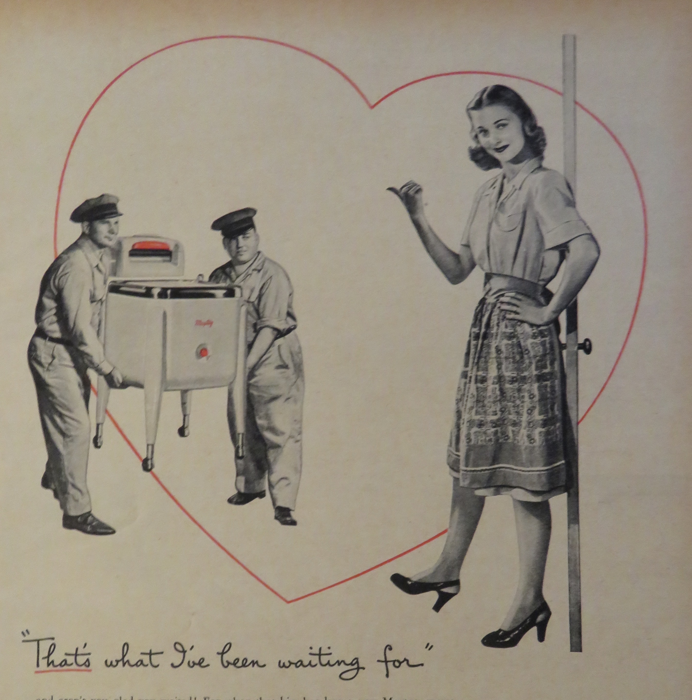 1946 Maytag Ringer Washer with Woman Pointing