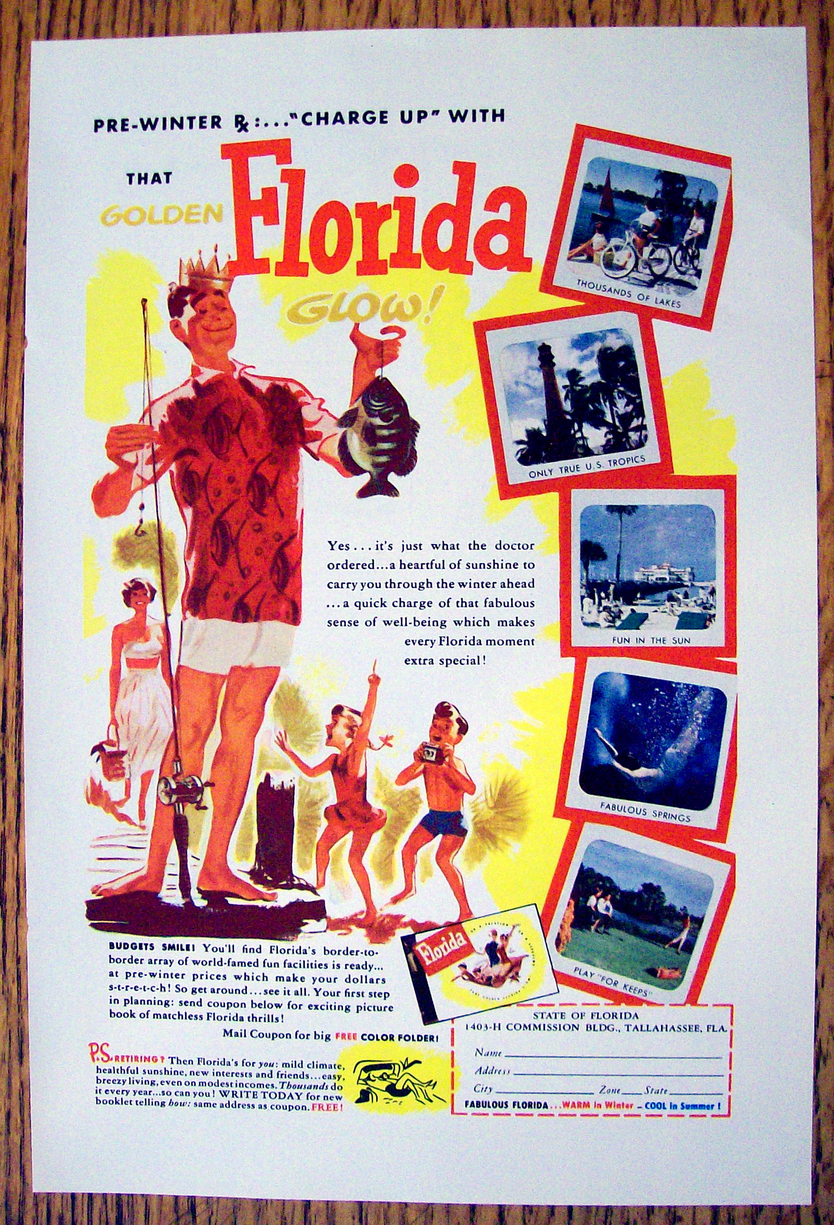 1954 Golden Florida Glow with Man Wearing A Crown