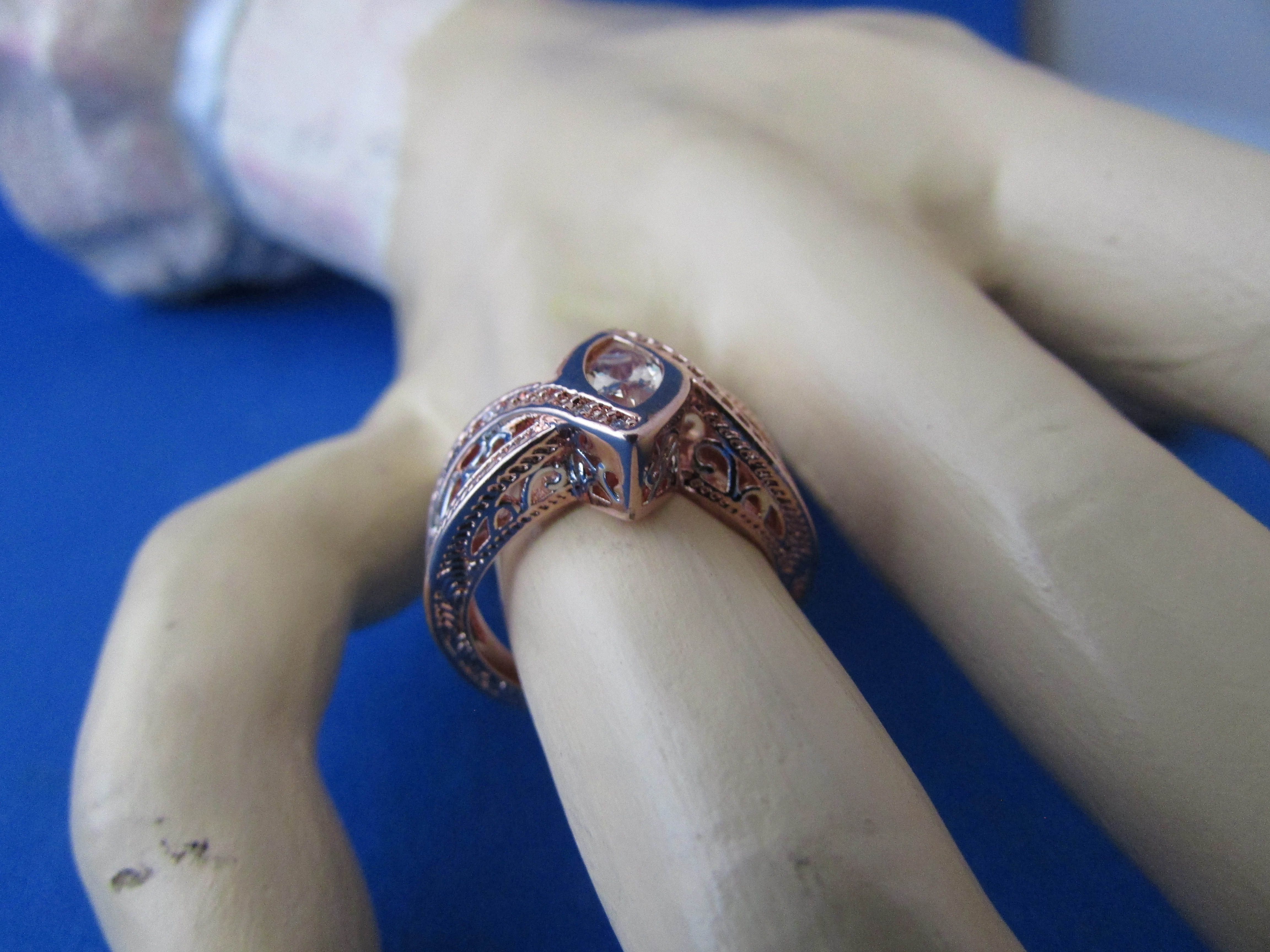 EGP Rose Gold Over Silver Golden Marquise Ring