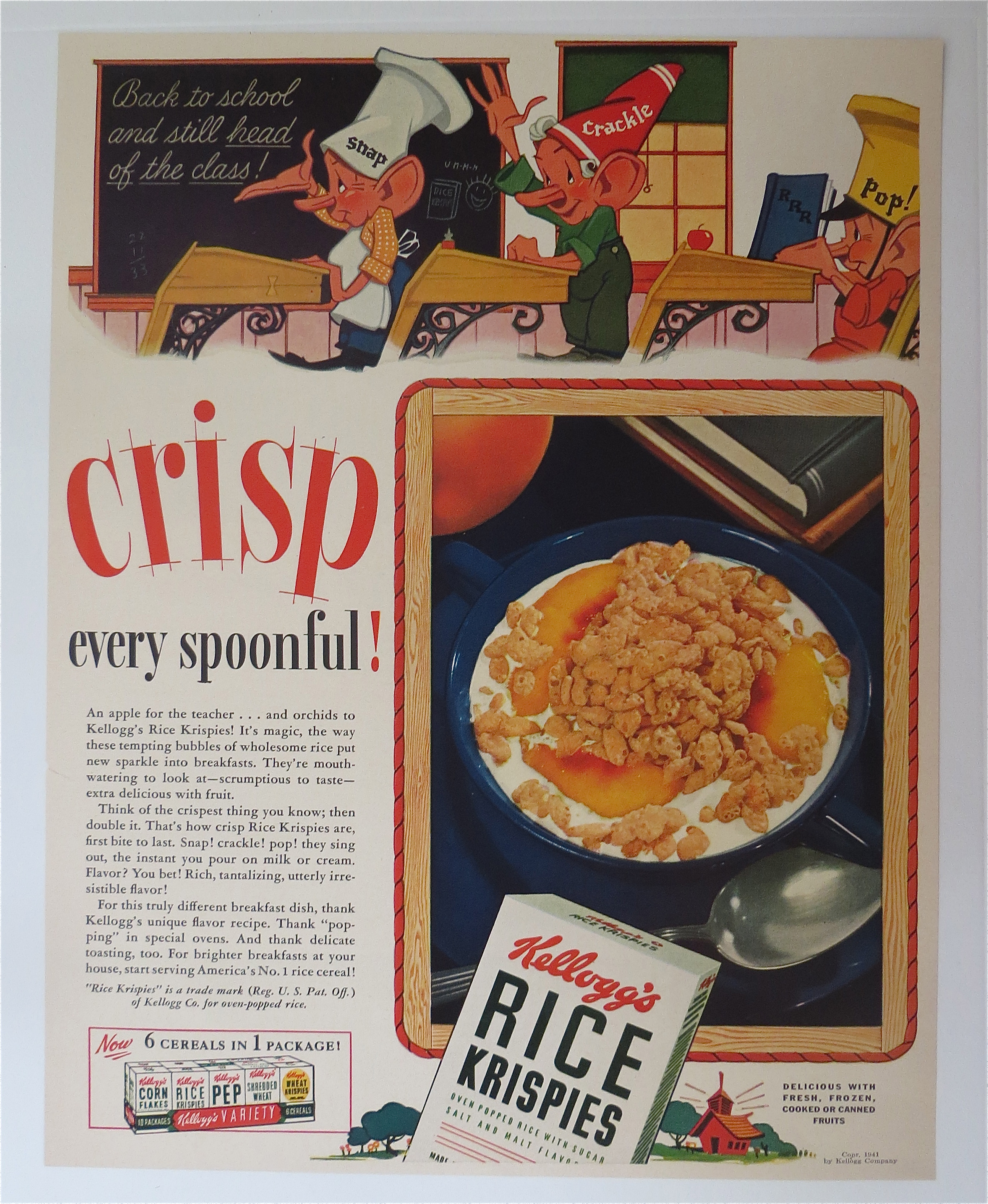 1941 Kellogg's Rice Krispies with Snap, Crackle & Pop