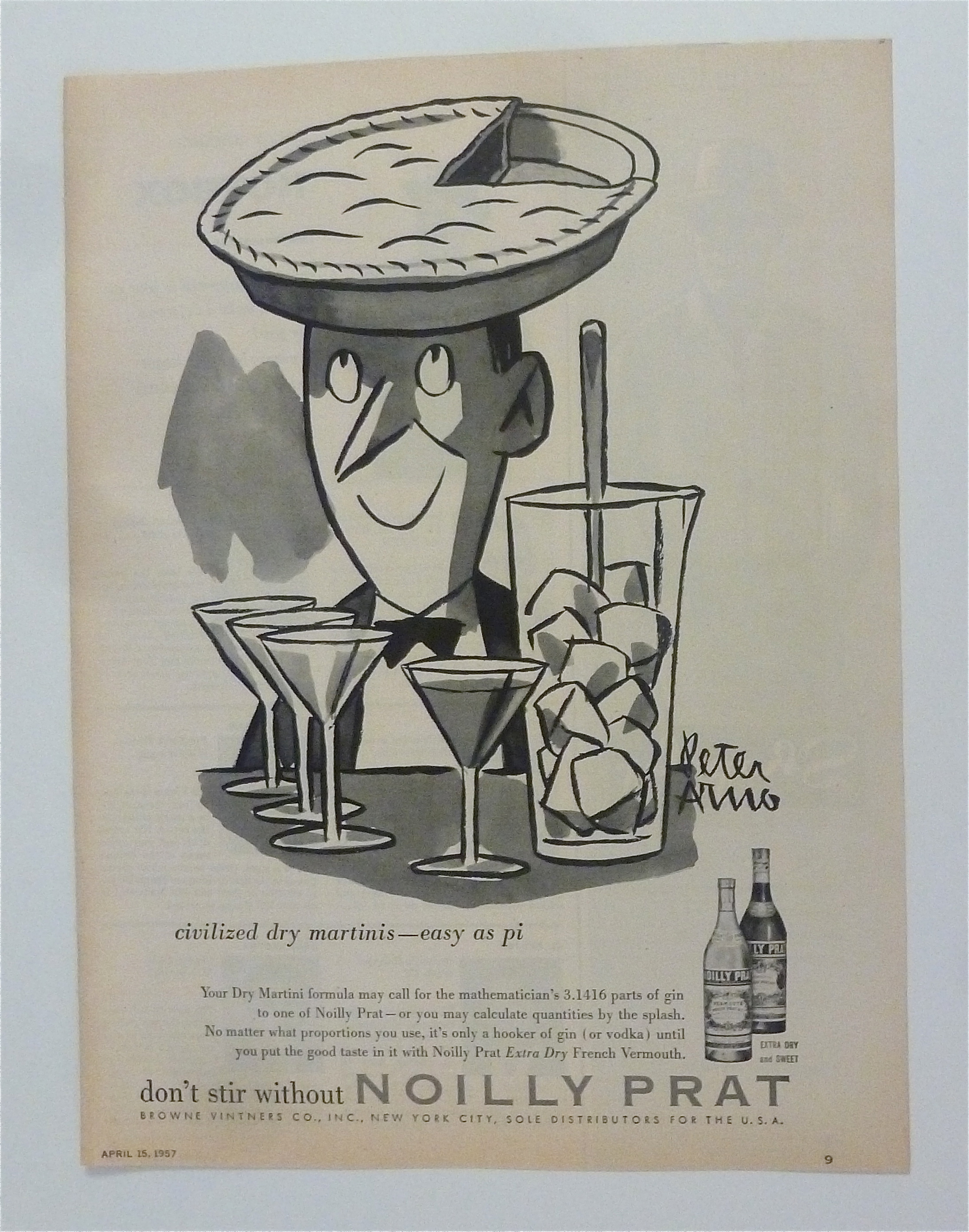 1957 Noilly Prat Extra Dry French Vermouth w/ Man