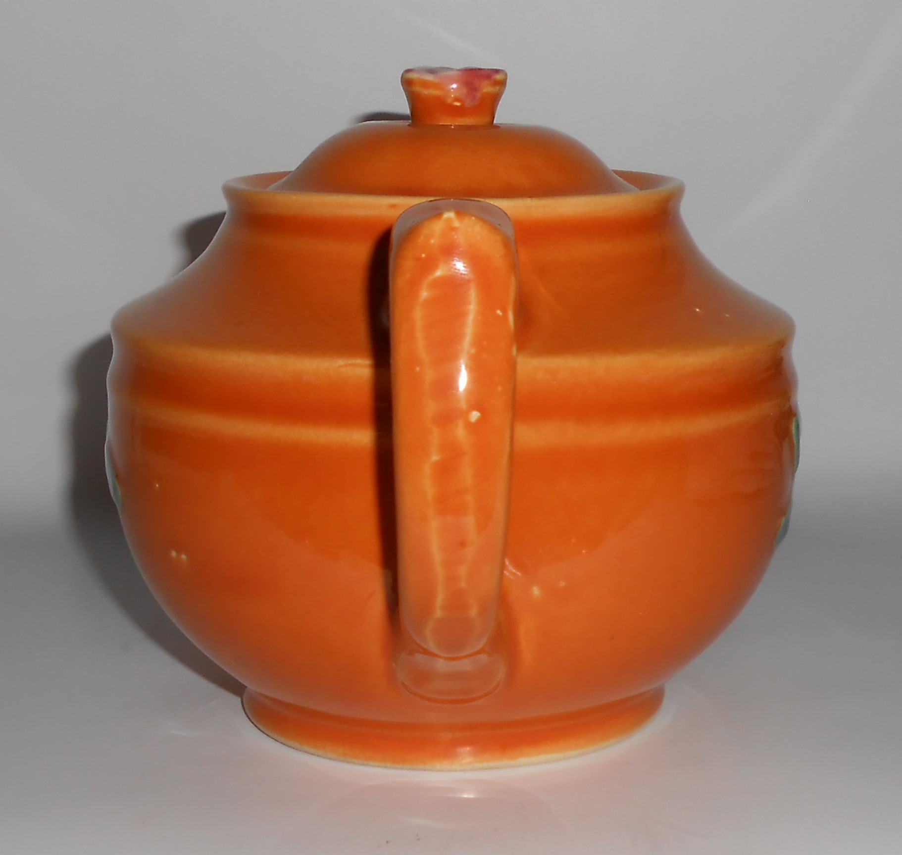 Coors Pottery Rosebud Very Rare Orange Teapot w/Lid