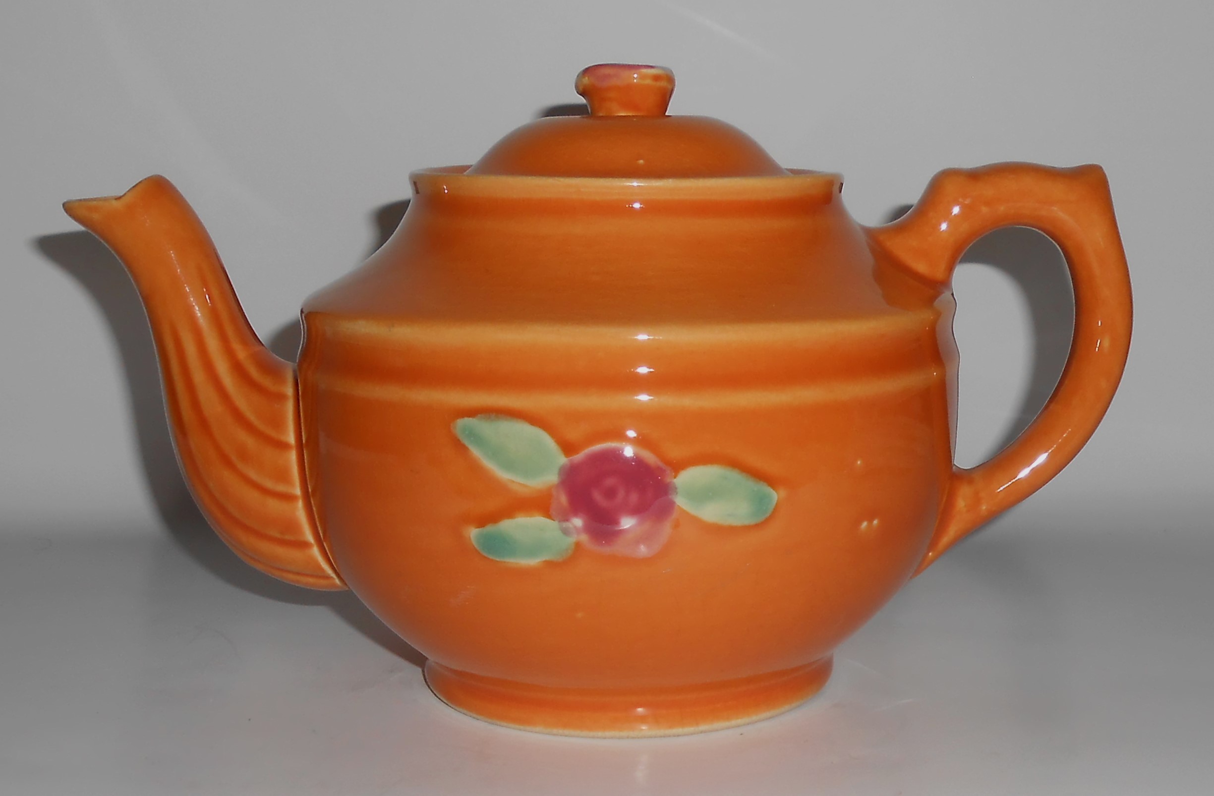 Coors Pottery Rosebud Very Rare Orange Teapot w/Lid