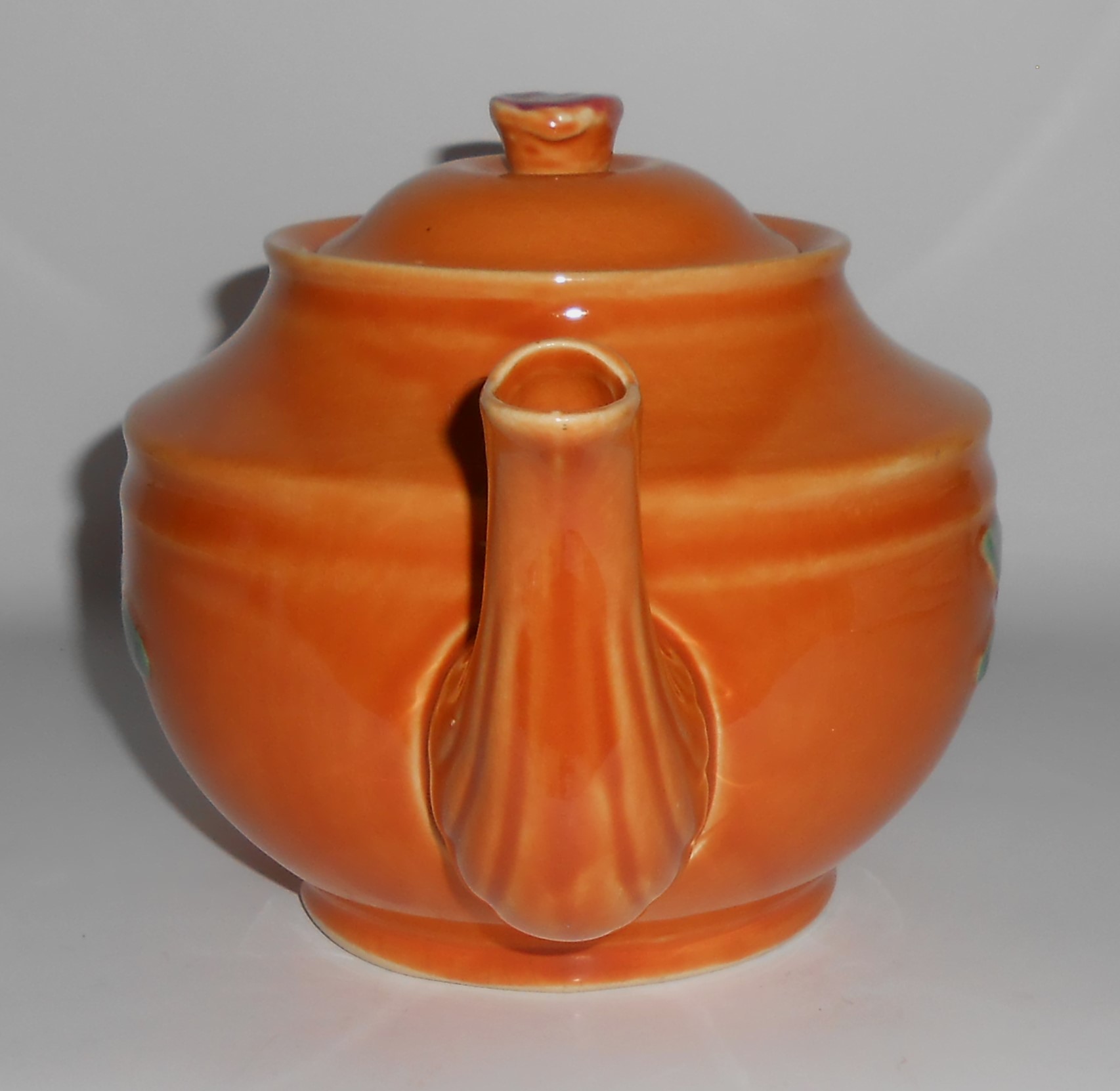 Coors Pottery Rosebud Very Rare Orange Teapot w/Lid