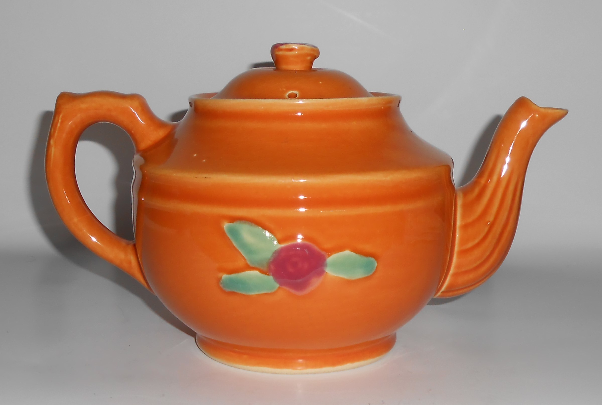 Coors Pottery Rosebud Very Rare Orange Teapot w/Lid