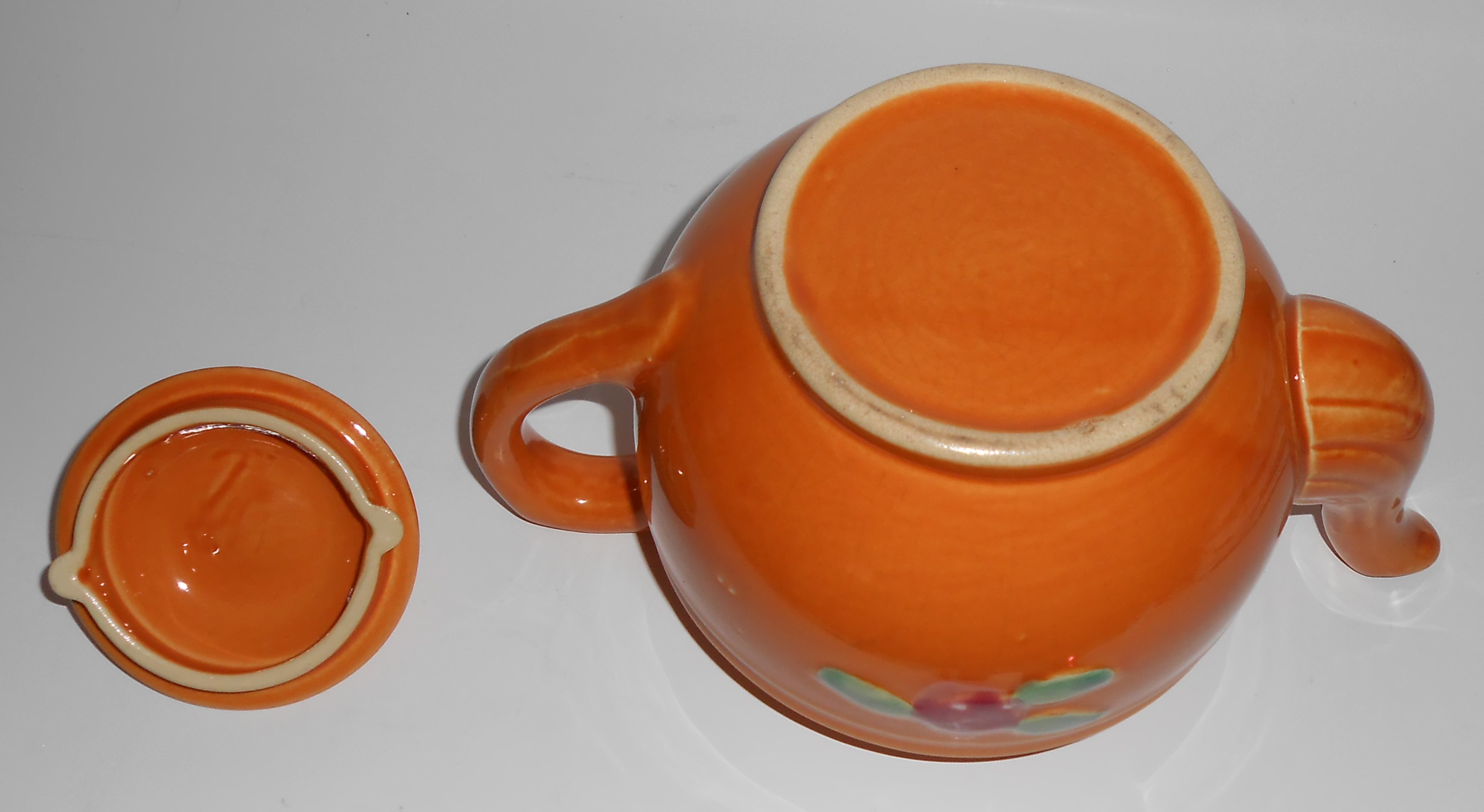 Coors Pottery Rosebud Very Rare Orange Teapot w/Lid