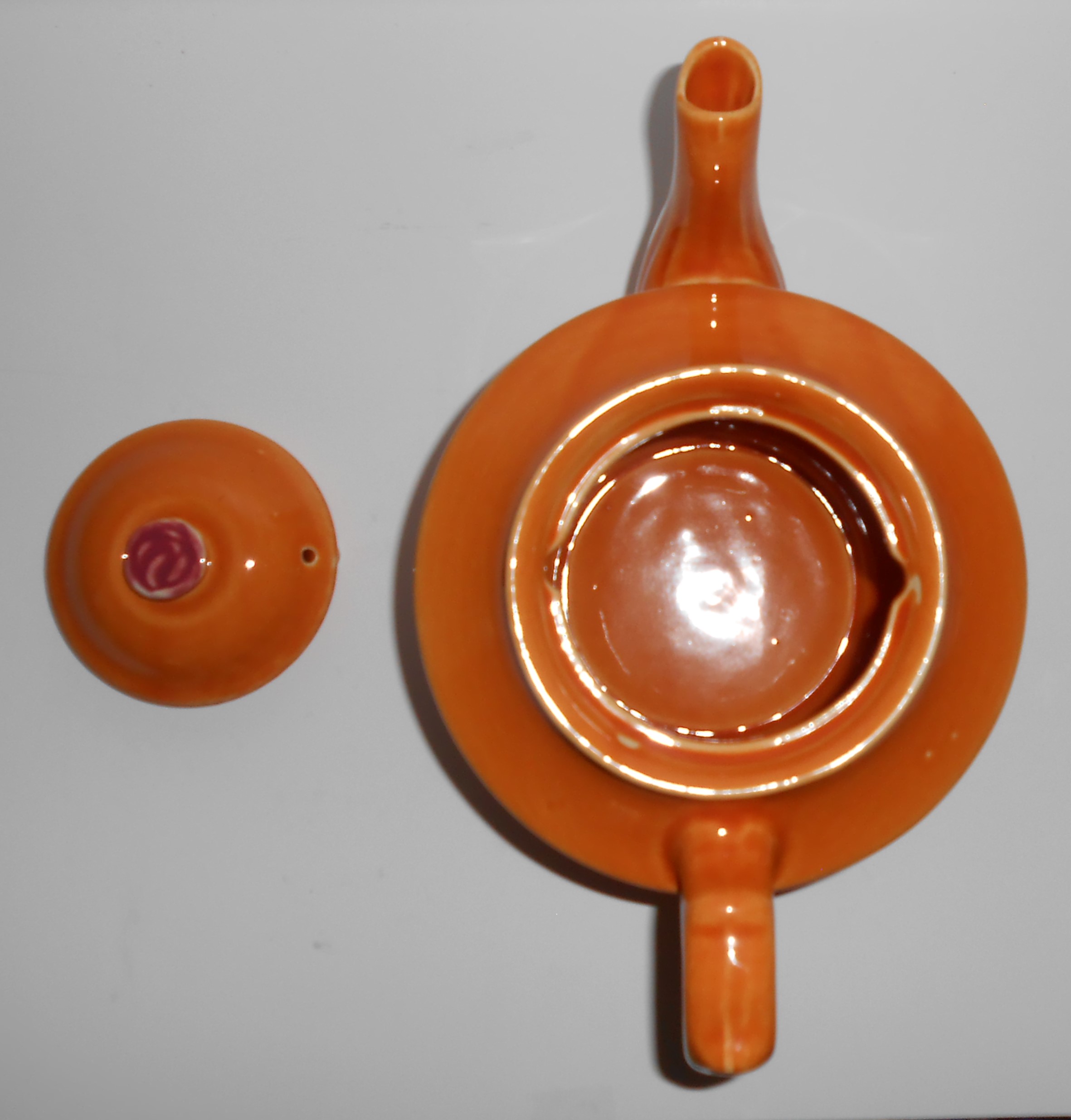Coors Pottery Rosebud Very Rare Orange Teapot w/Lid