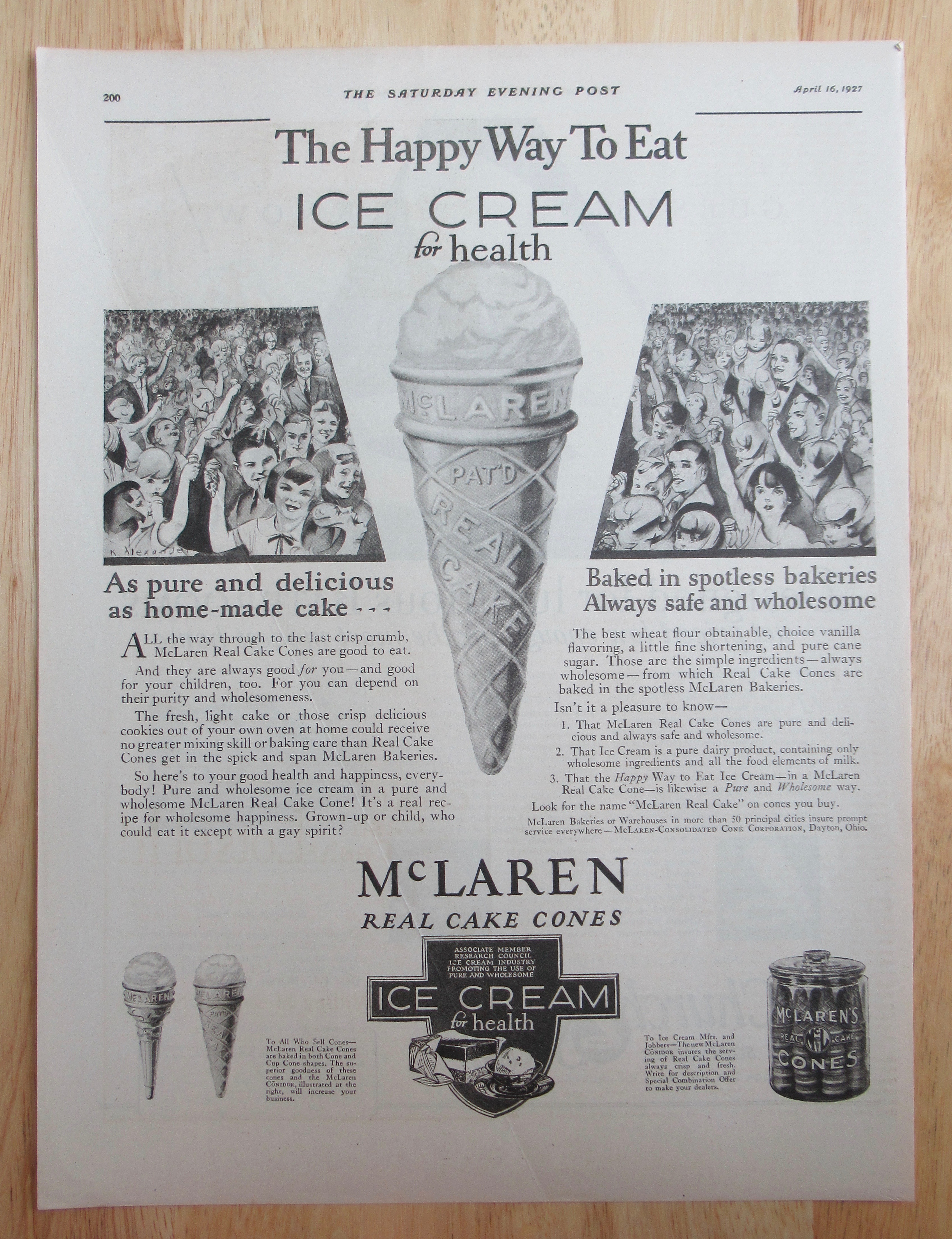 1927 Mc Laren Real Cake Cones with Ice Cream Cone