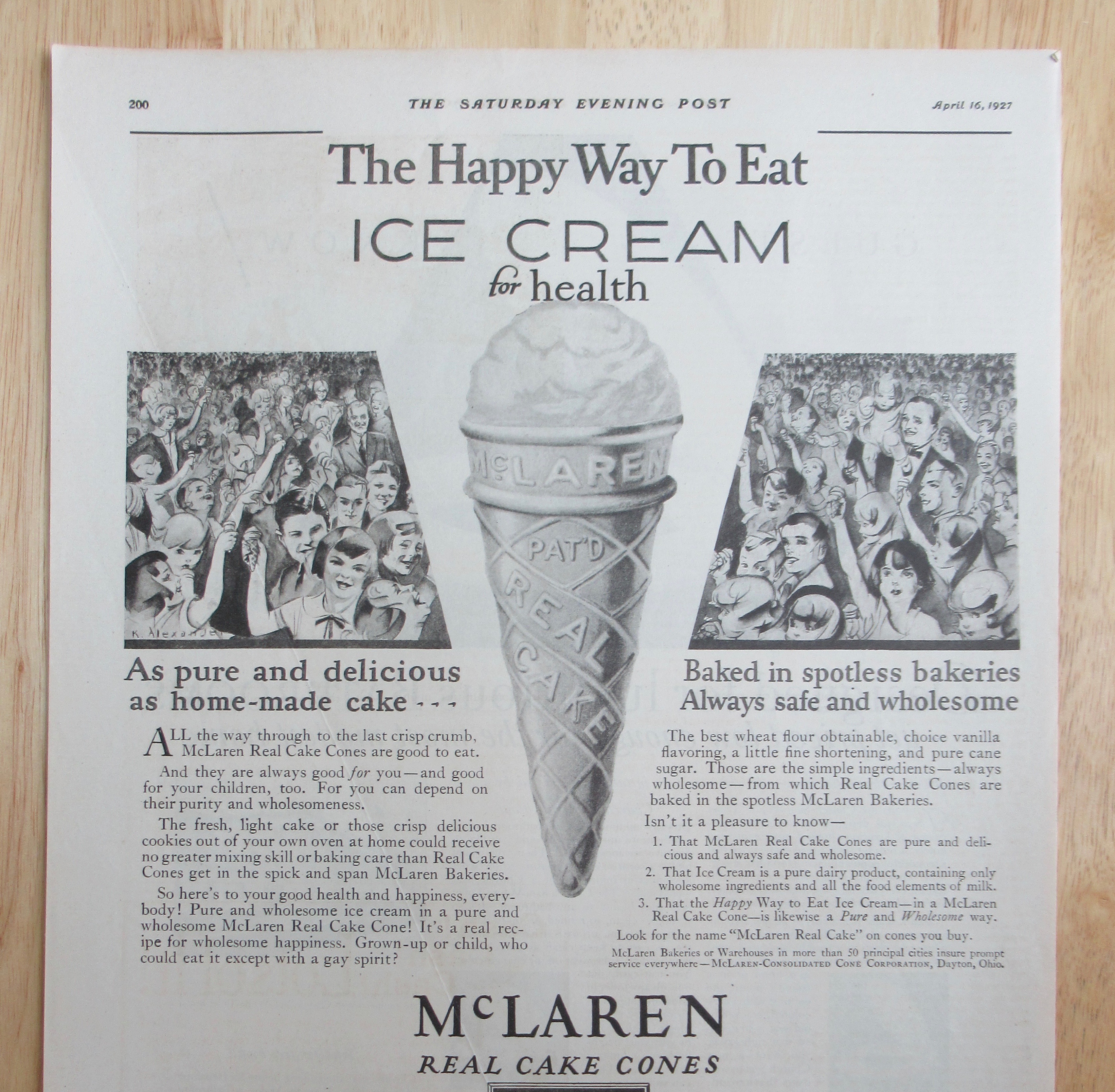 1927 Mc Laren Real Cake Cones with Ice Cream Cone