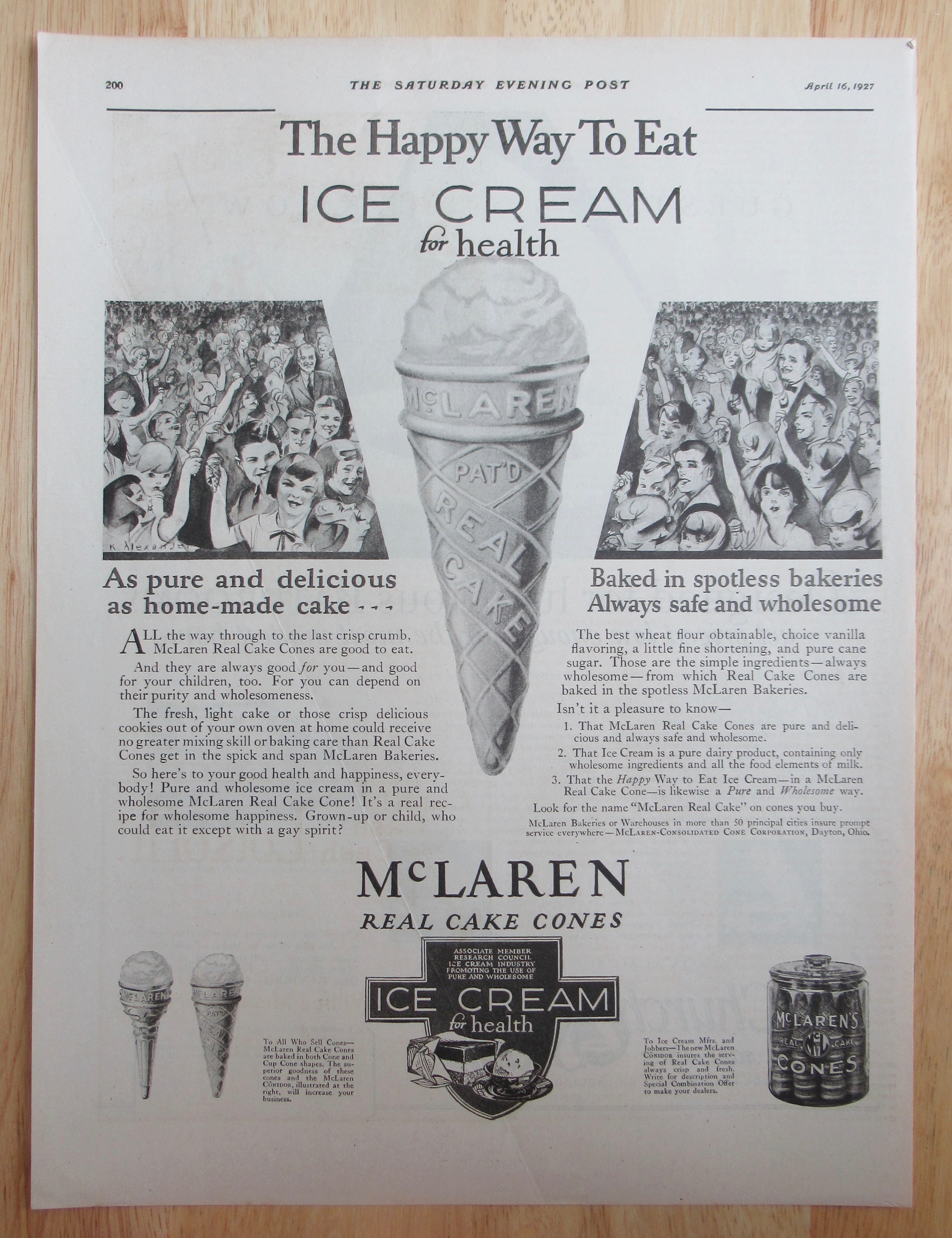 1927 Mc Laren Real Cake Cones with Ice Cream Cone