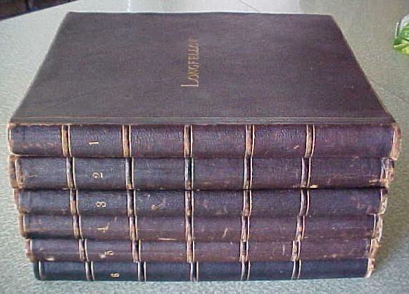 Longfellow Poetical Works 6 Vols 1881 Leather