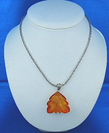 Baltic Amber Carved Pendant Sterling Silver Chain