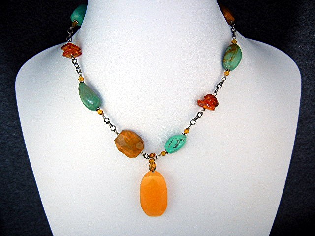 Silpada Turquoise Jasper Amber Sterling Silver Neckla