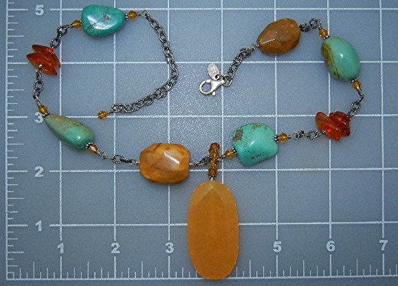 Silpada Turquoise Jasper Amber Sterling Silver Neckla