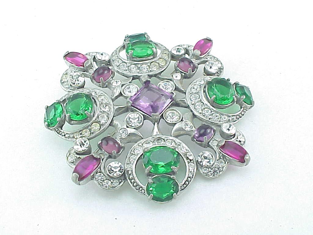 Eisenberg Original Large Multicolored Rhinestone Recast Brooch