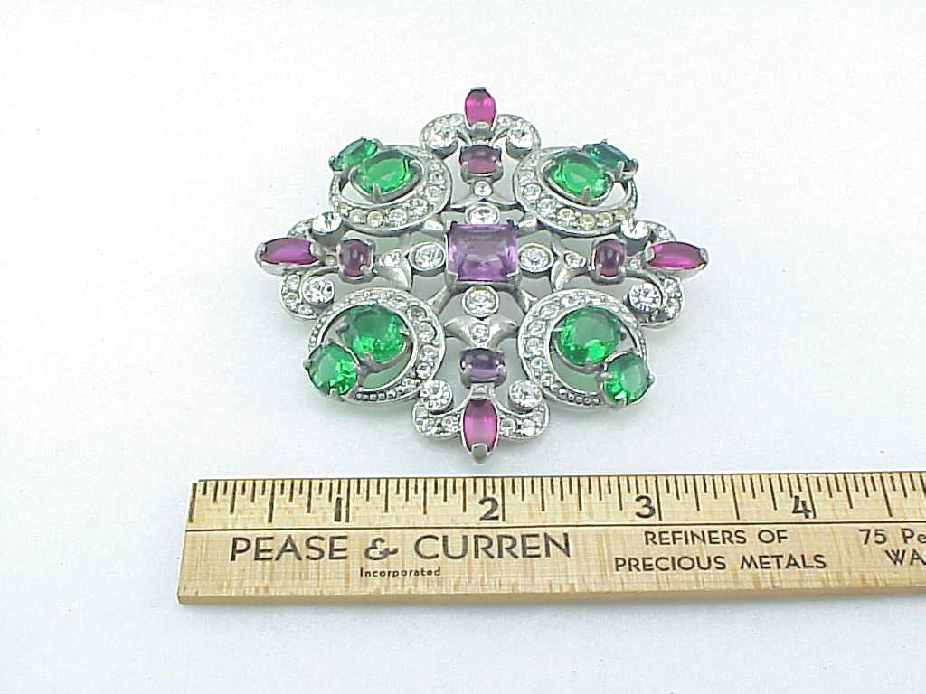 Eisenberg Original Large Multicolored Rhinestone Recast Brooch