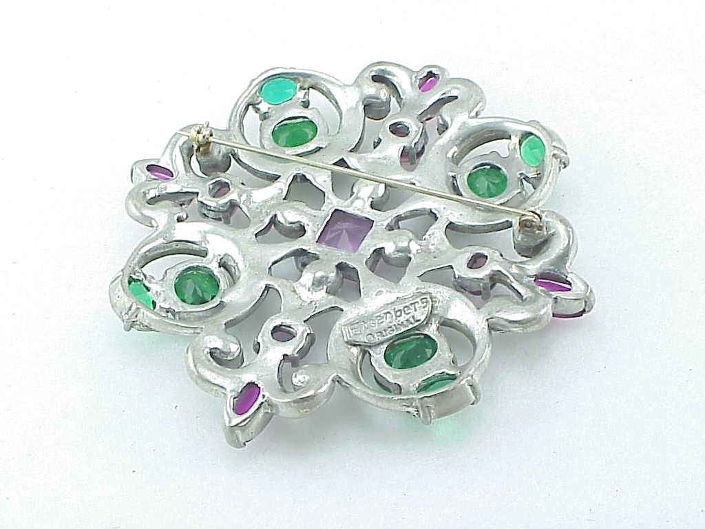 Eisenberg Original Large Multicolored Rhinestone Recast Brooch