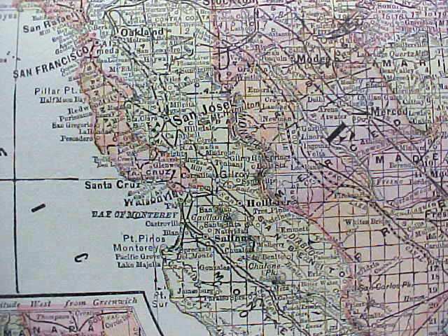Antique Map California Nevada Alaska Hawaii 1906 Large